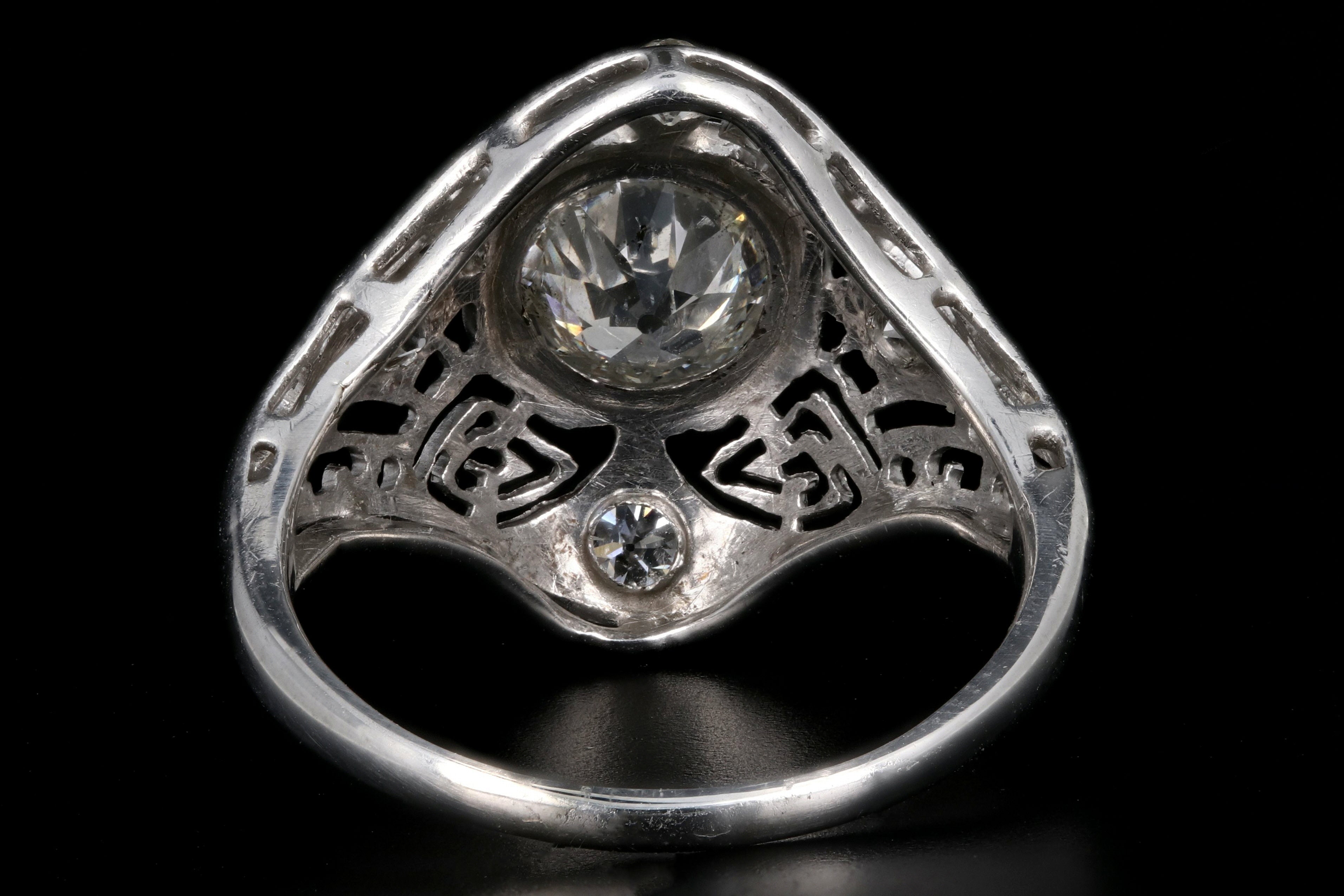 Art Deco 14K White Gold 1CT Old European Cut Diamond Ring - Queen May
