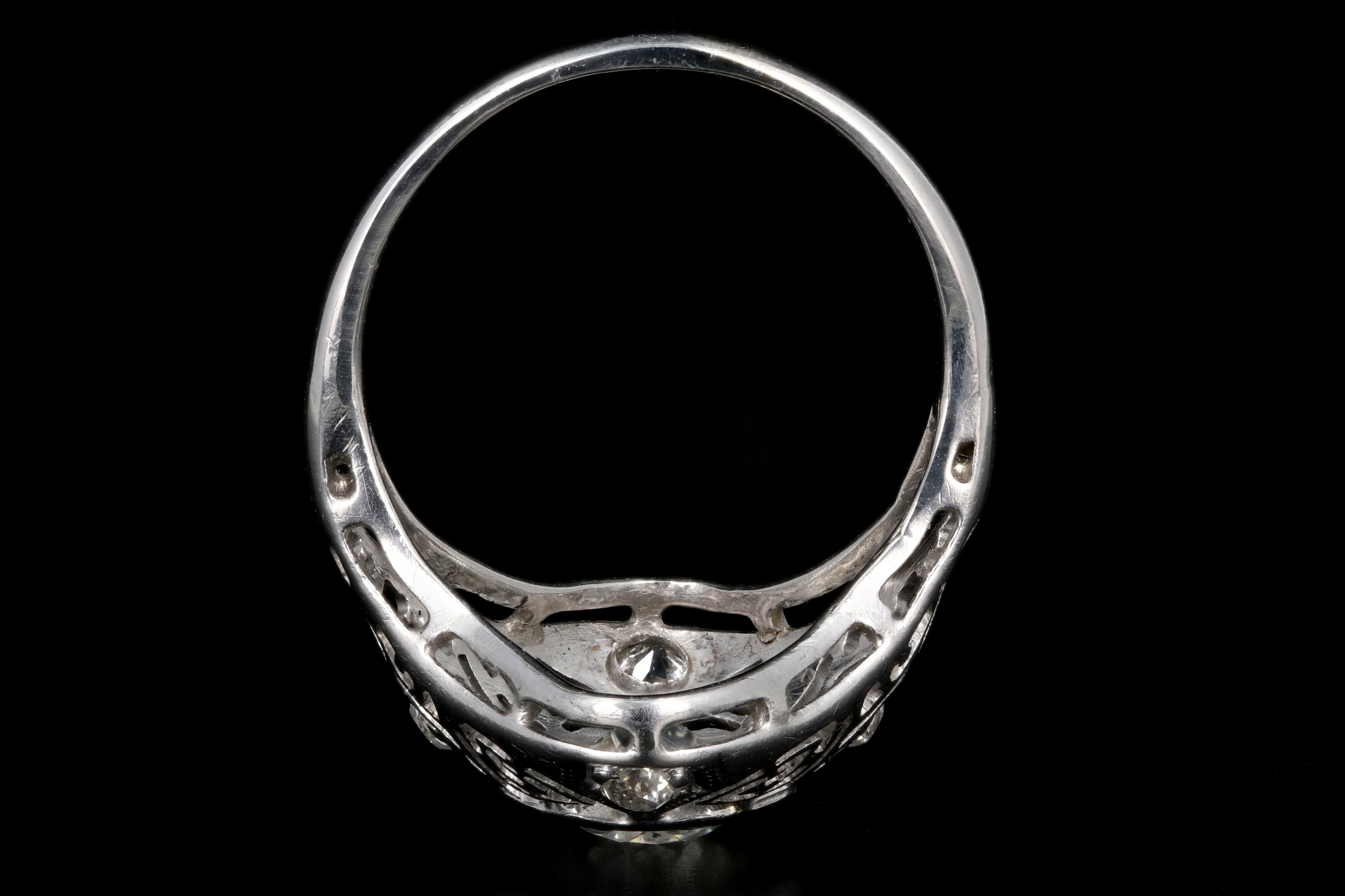 Art Deco 14K White Gold 1CT Old European Cut Diamond Ring - Queen May