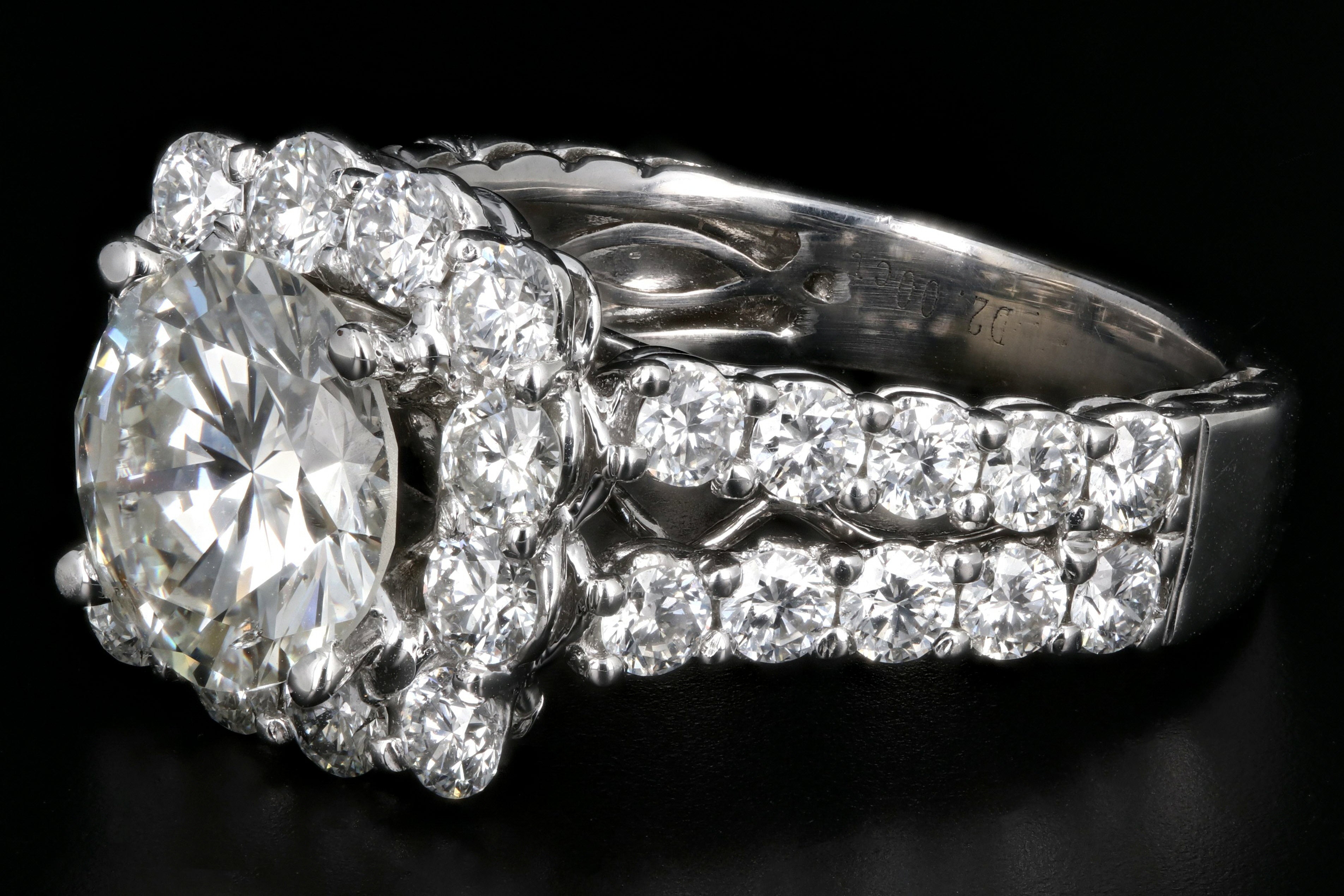 Modern 18K White Gold 2.45CT Round Cut Diamond Engagement Ring GIA Certified - Queen May
