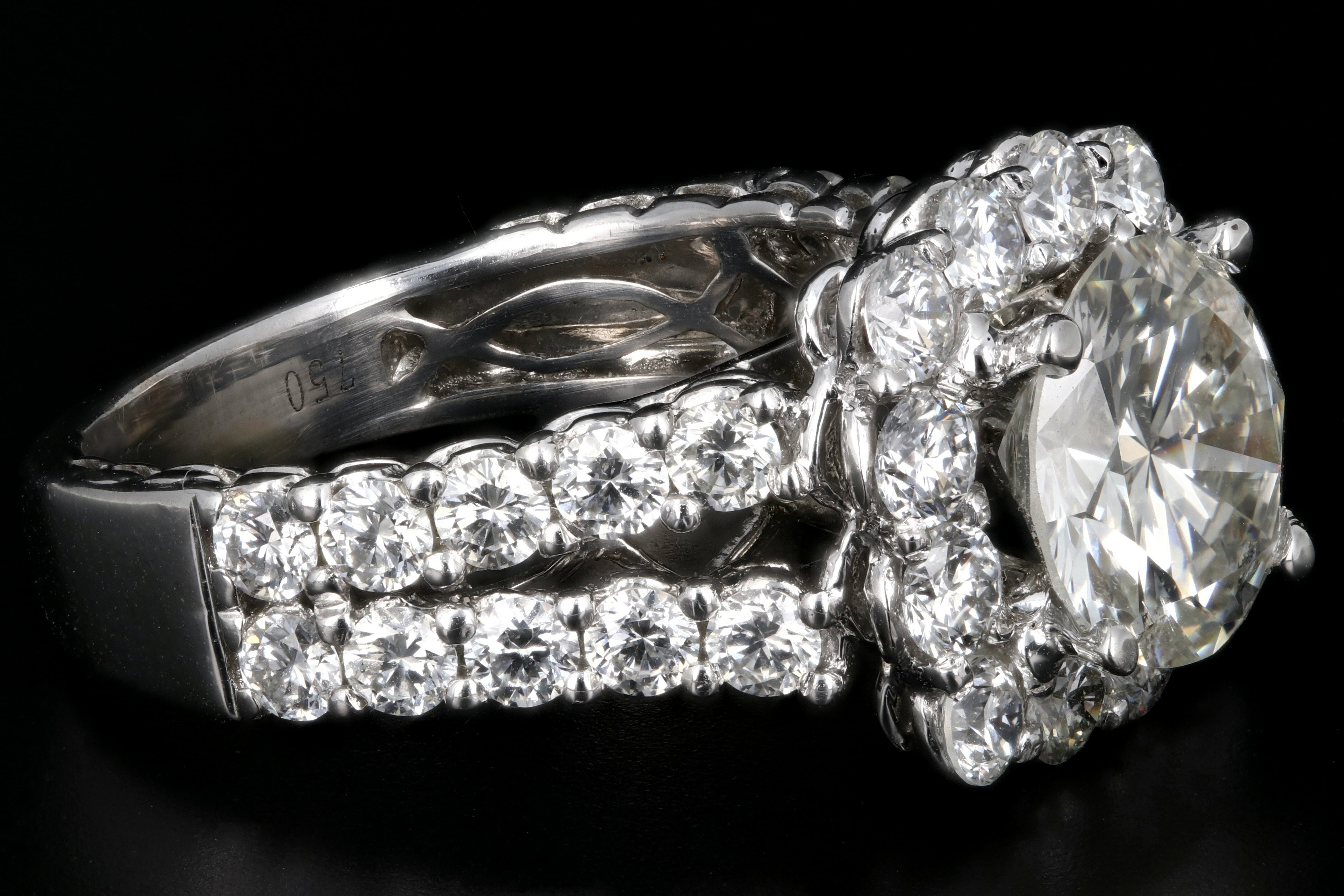 Modern 18K White Gold 2.45CT Round Cut Diamond Engagement Ring GIA Certified - Queen May