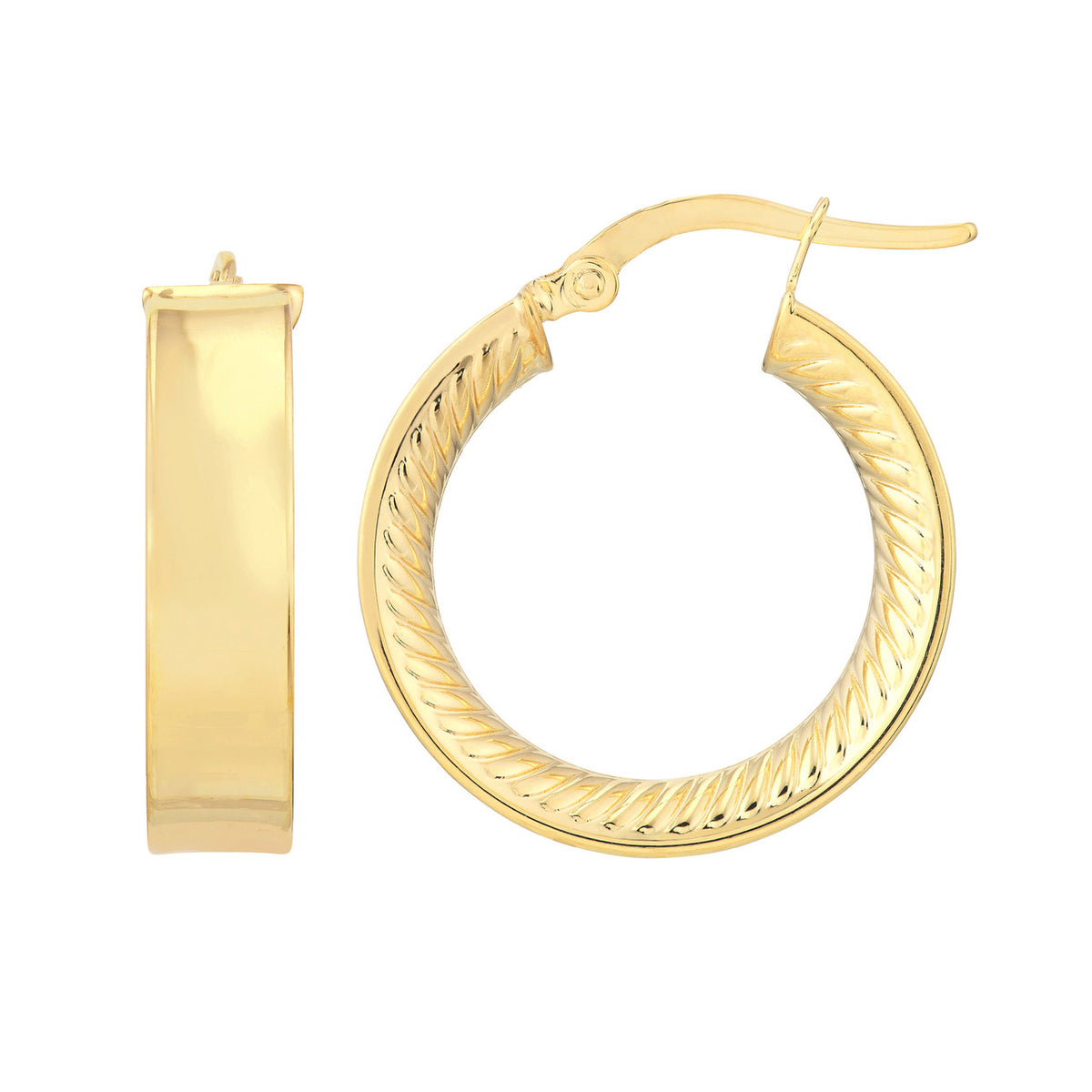 14K Yellow Gold Interior Design Hoop Earrings - Queen May