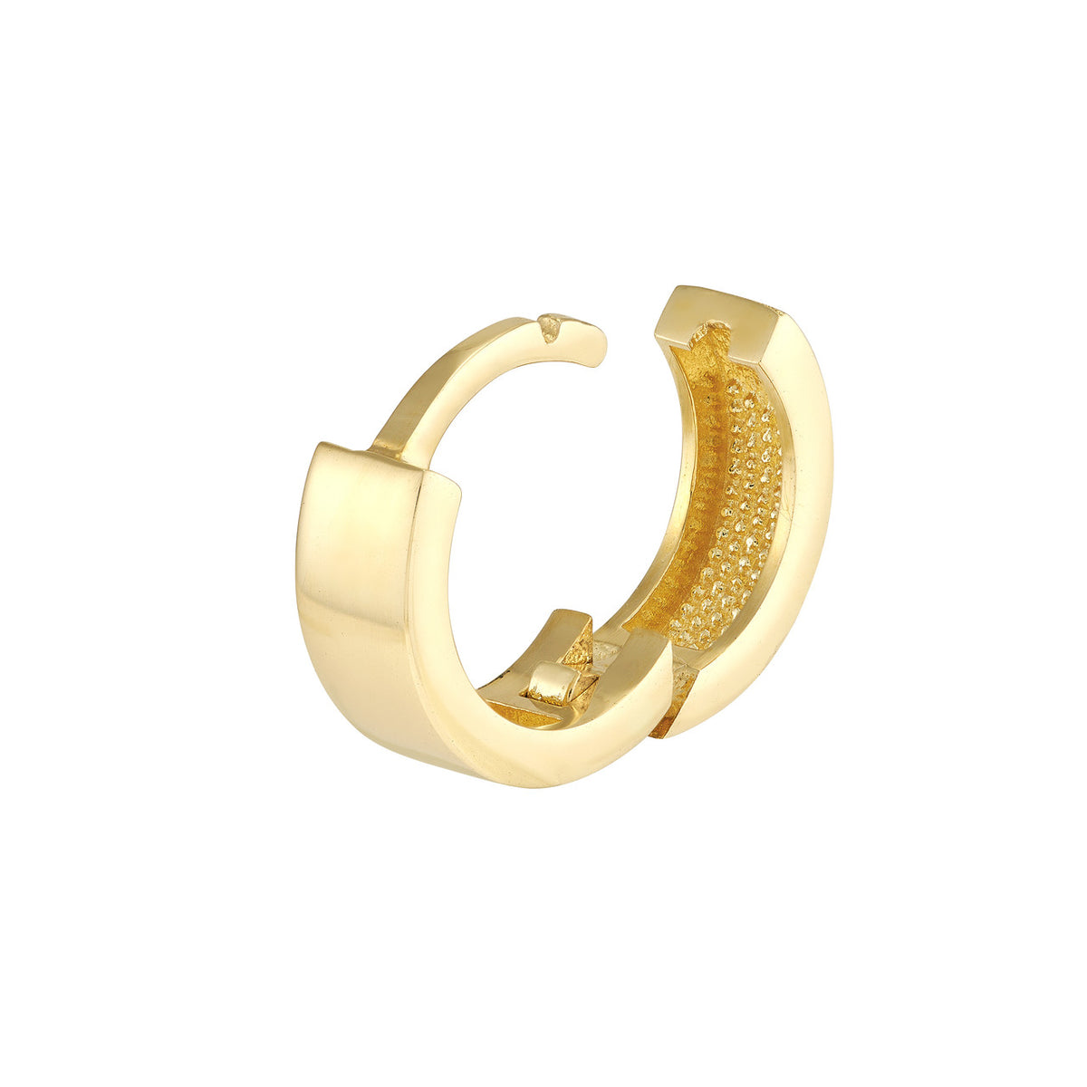 14K Yellow Gold 3.4x10.5mm Thick Round Huggie Hoop Earrings - Queen May