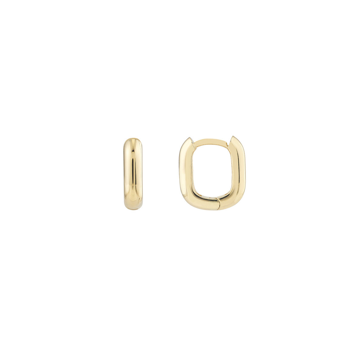 14K Yellow Gold 10x12mm Oblong Polished Hoop Earrings - Queen May