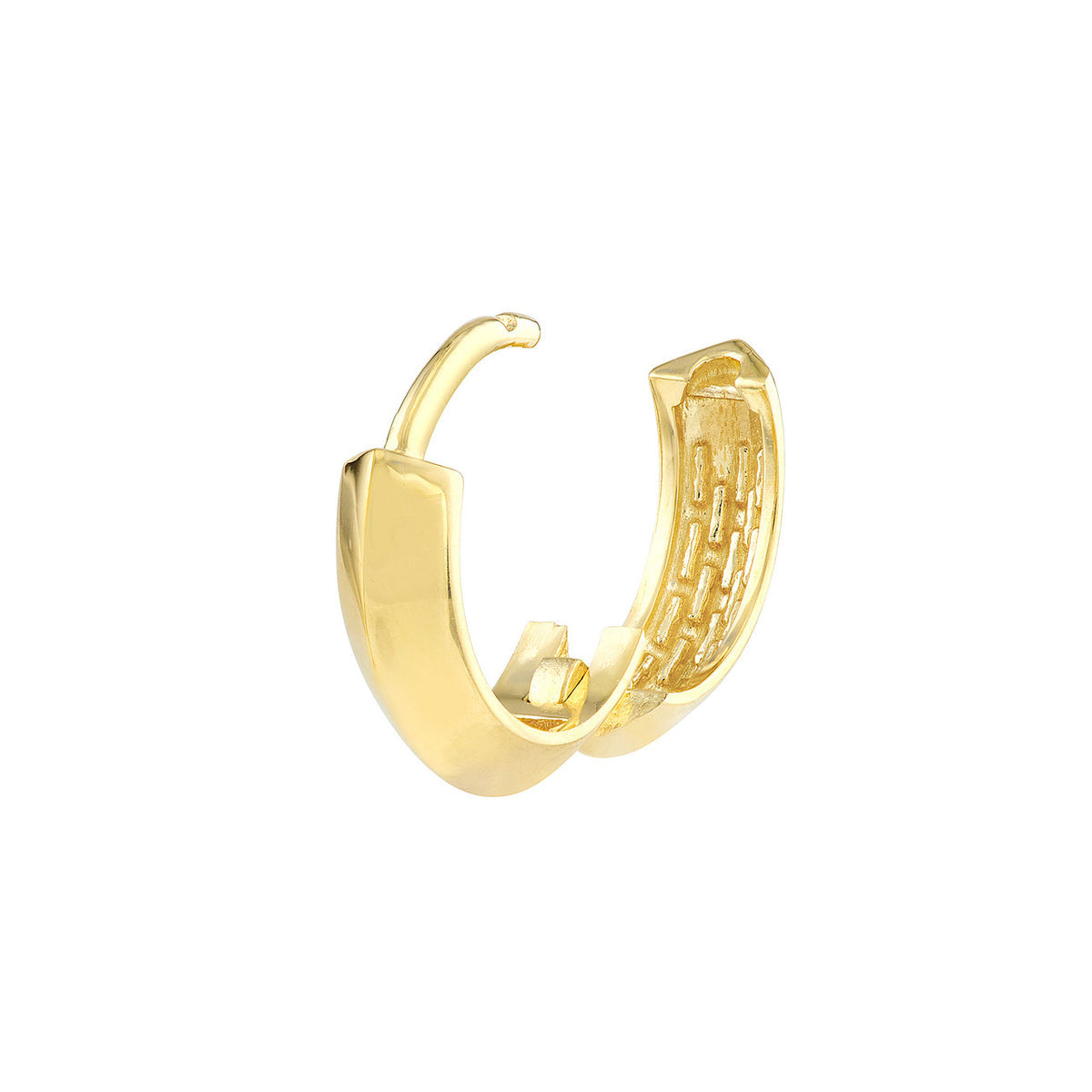 14K Yellow Gold 3.5x13.5mm Knife Edge Polished Huggie Hoop Earrings - Queen May