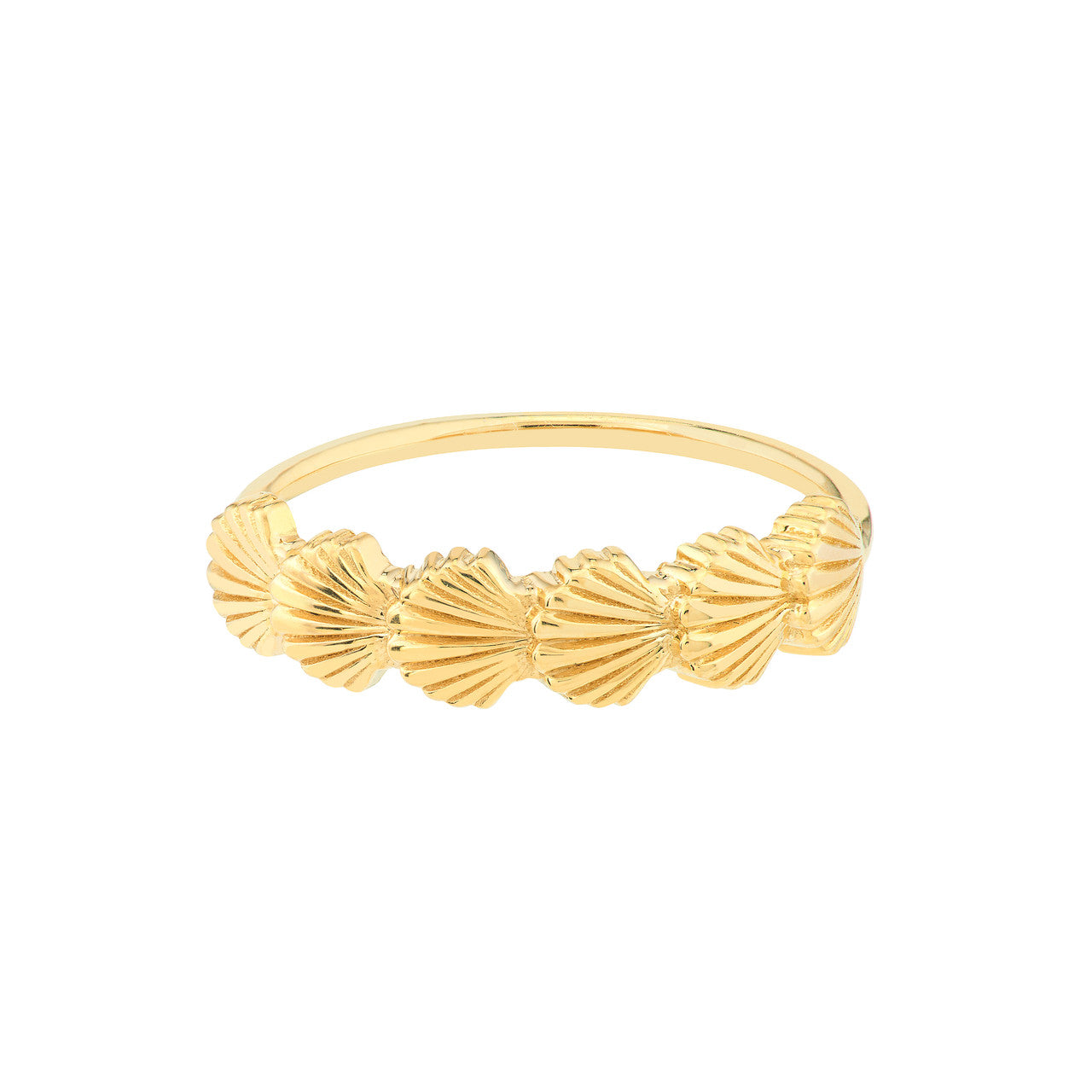 14K Yellow Gold Scallop Seashell Ring - Queen May