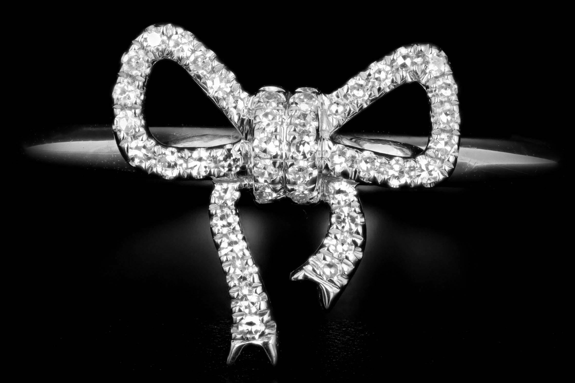 New 14K Gold Diamond Bow Ring - Queen May