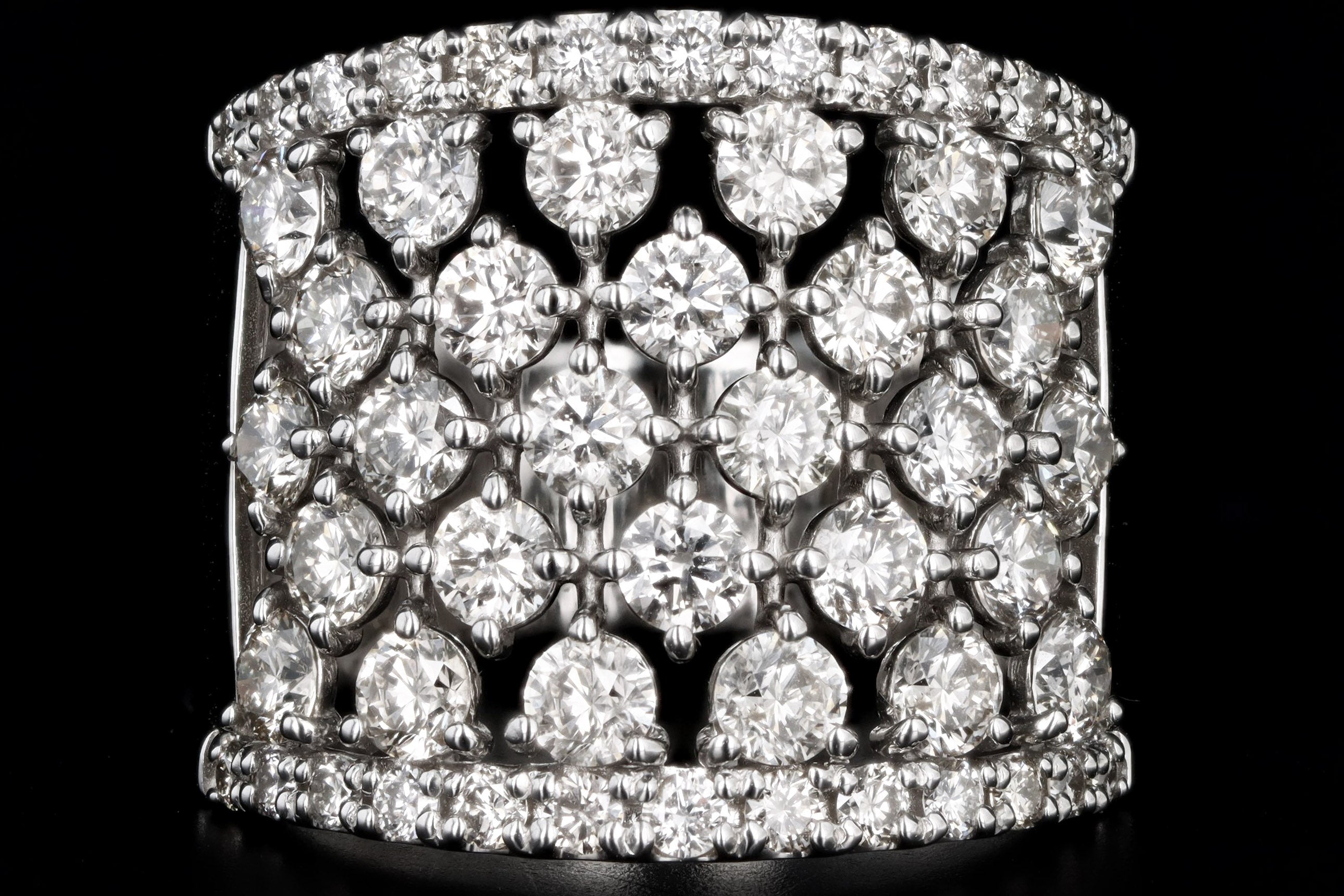 Modern Platinum 3 Carat Total Weight Wide Diamond Band - Queen May