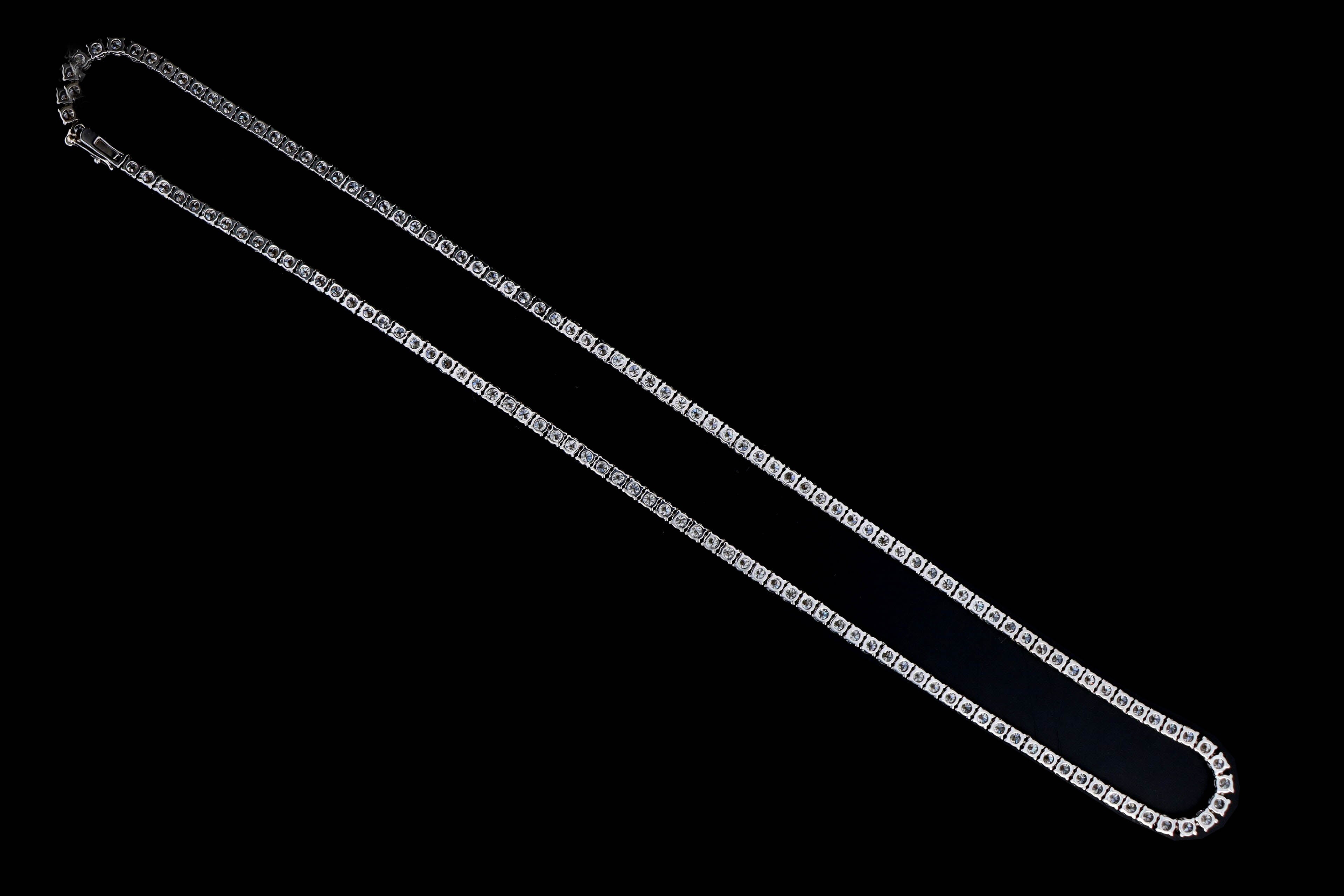 New 14K White Gold 18.98 Carat Total Weight Diamond Tennis Necklace - Queen May