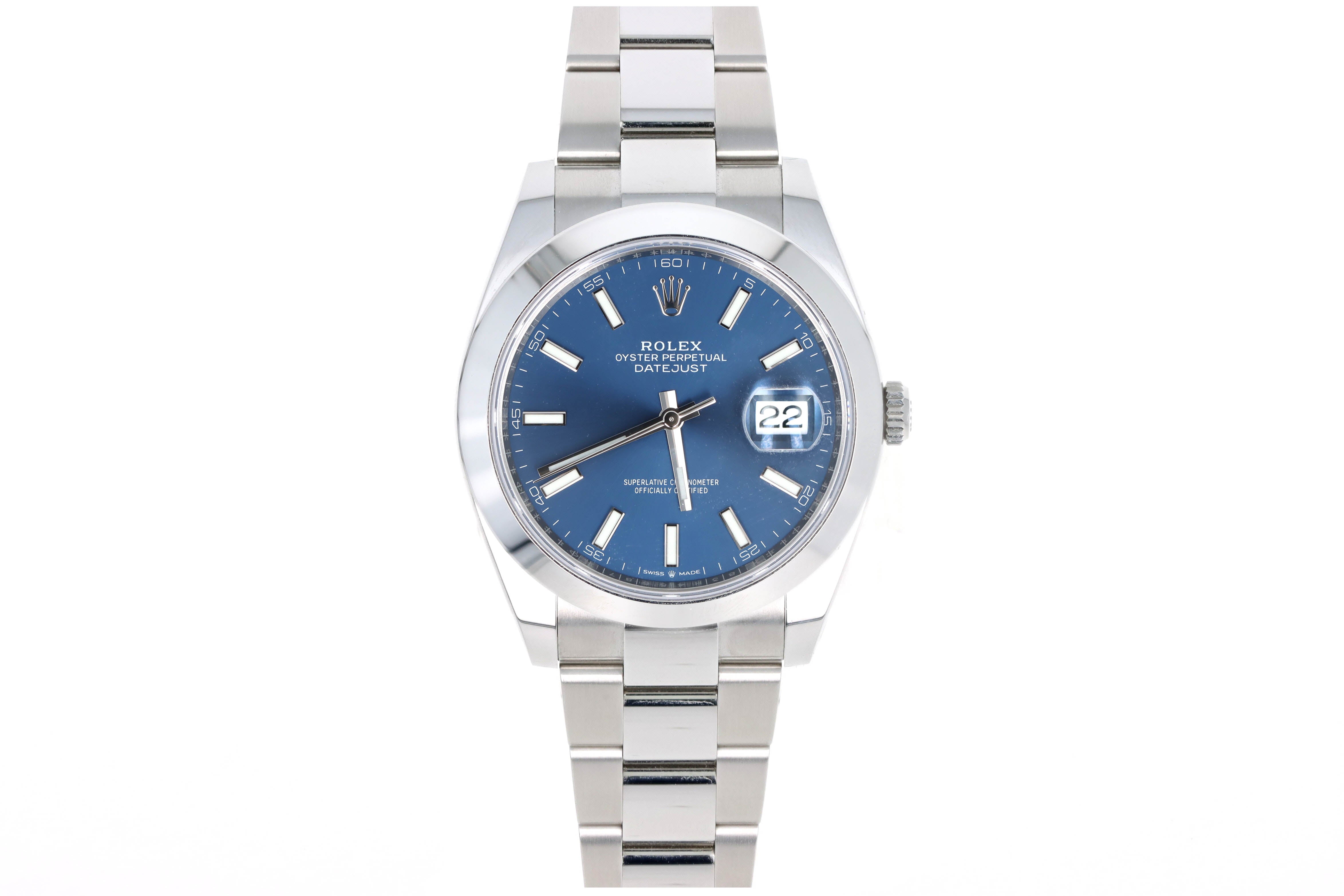 Rolex Datejust 41mm 126300 Blue Stick Dial Box and Papers - Queen May