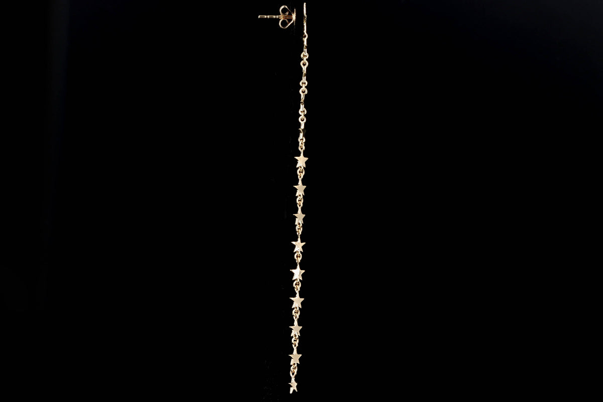 14K Yellow Gold Diamond Star Drop Earrings - Queen May