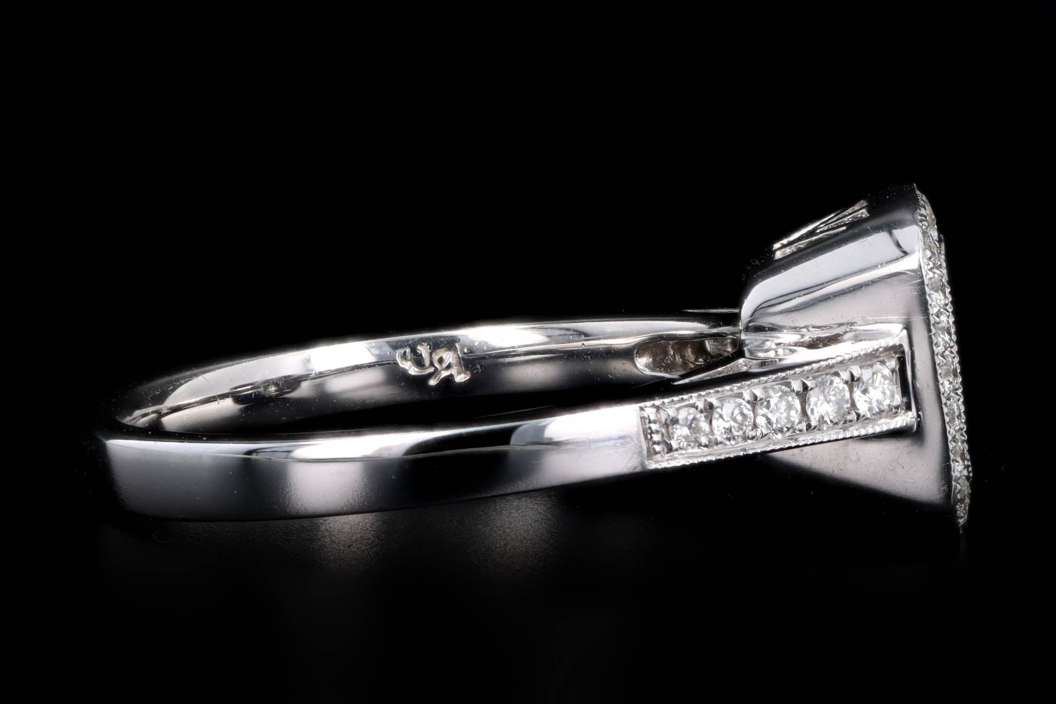 18K White Gold Baguette Diamond Cluster Engagement Ring - Queen May