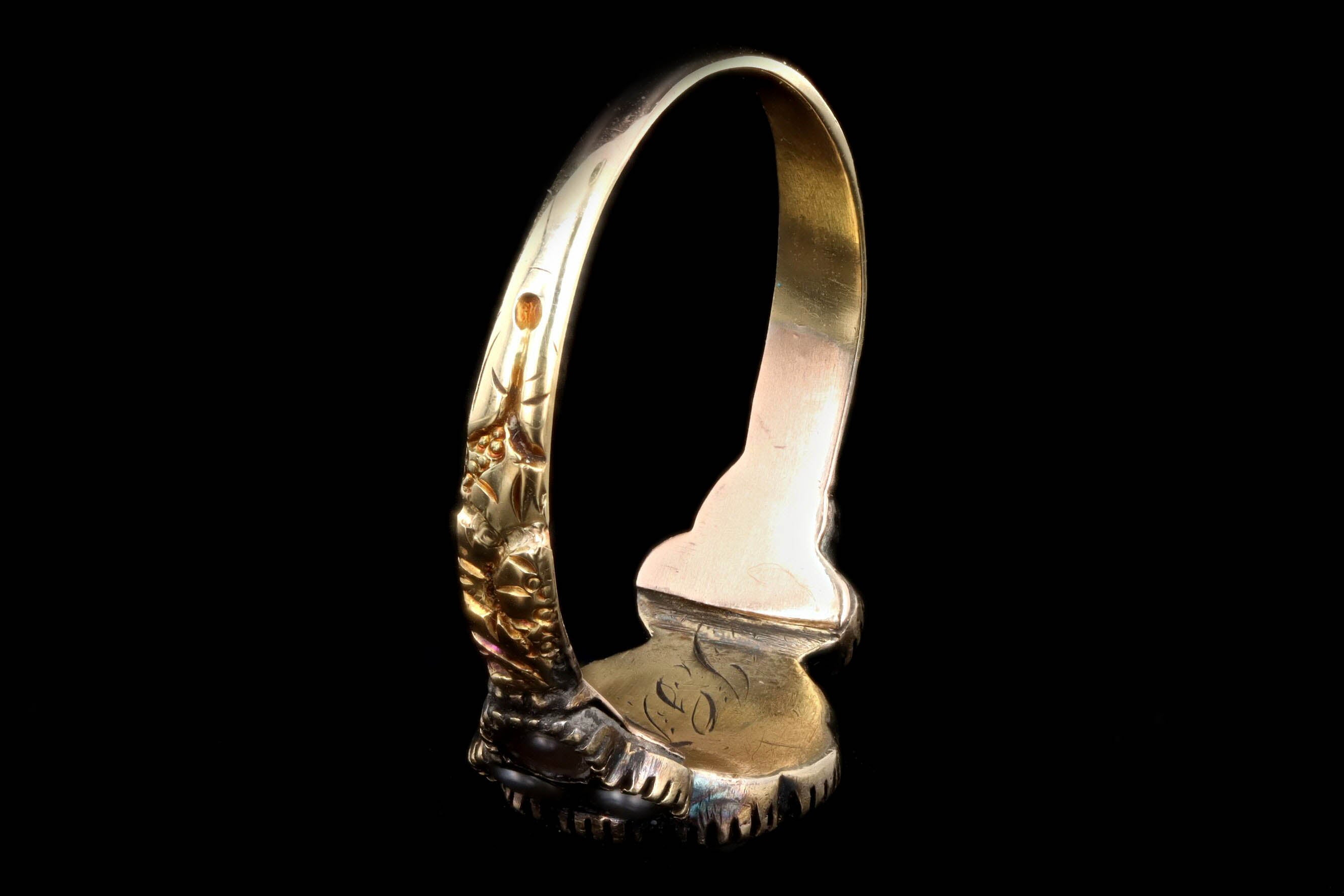 Georgian 18K Yellow Gold Old Mine Diamond & Pearl Ring - Queen May