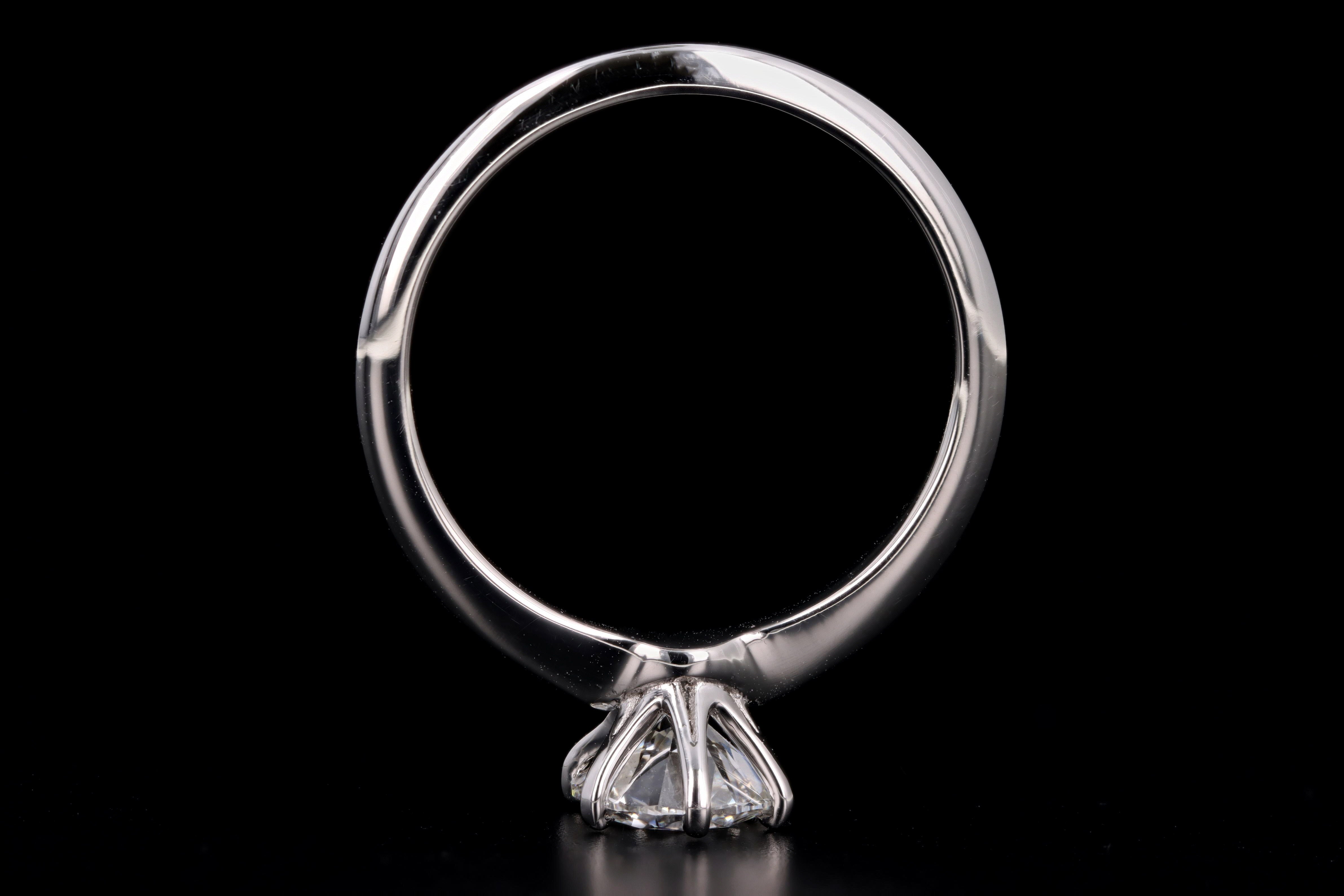 New Platinum 1.01 Carat Round Brilliant Cut Diamond Engagement Ring GIA Certified - Queen May