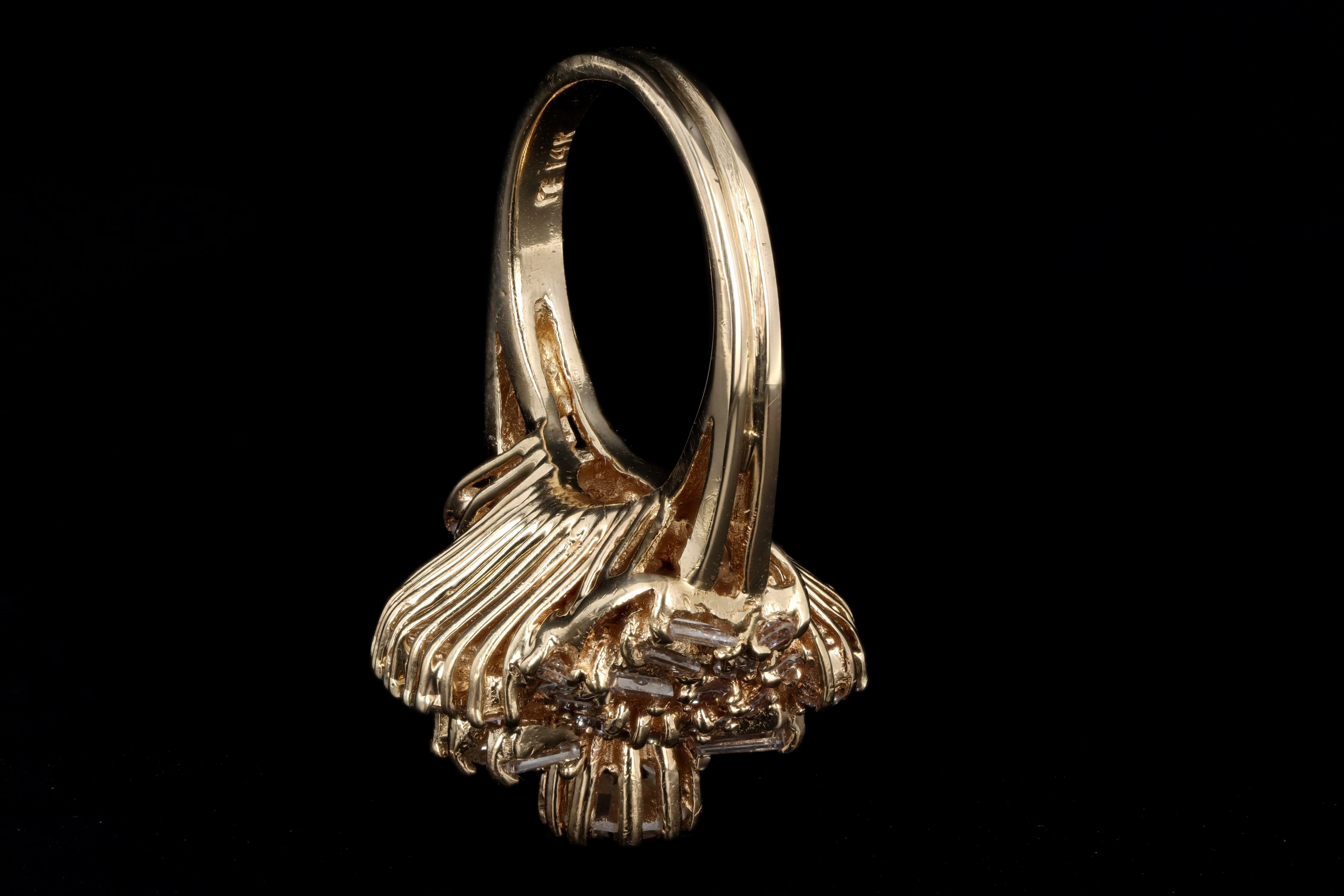 Retro 14K Yellow Gold 2.50 Carat Total Weight Diamond Swirl Ring - Queen May