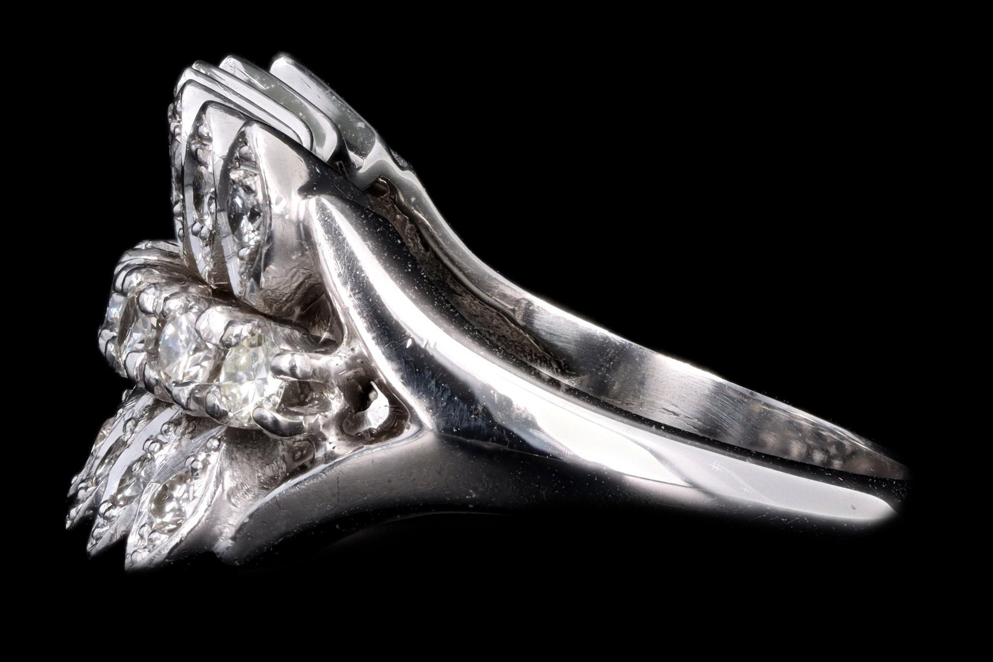 Retro 14K White Gold .50 Carat Total Weight Diamond Ring - Queen May