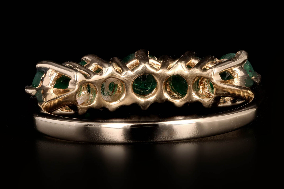 14K Yellow Gold Natural Emerald Band - Queen May