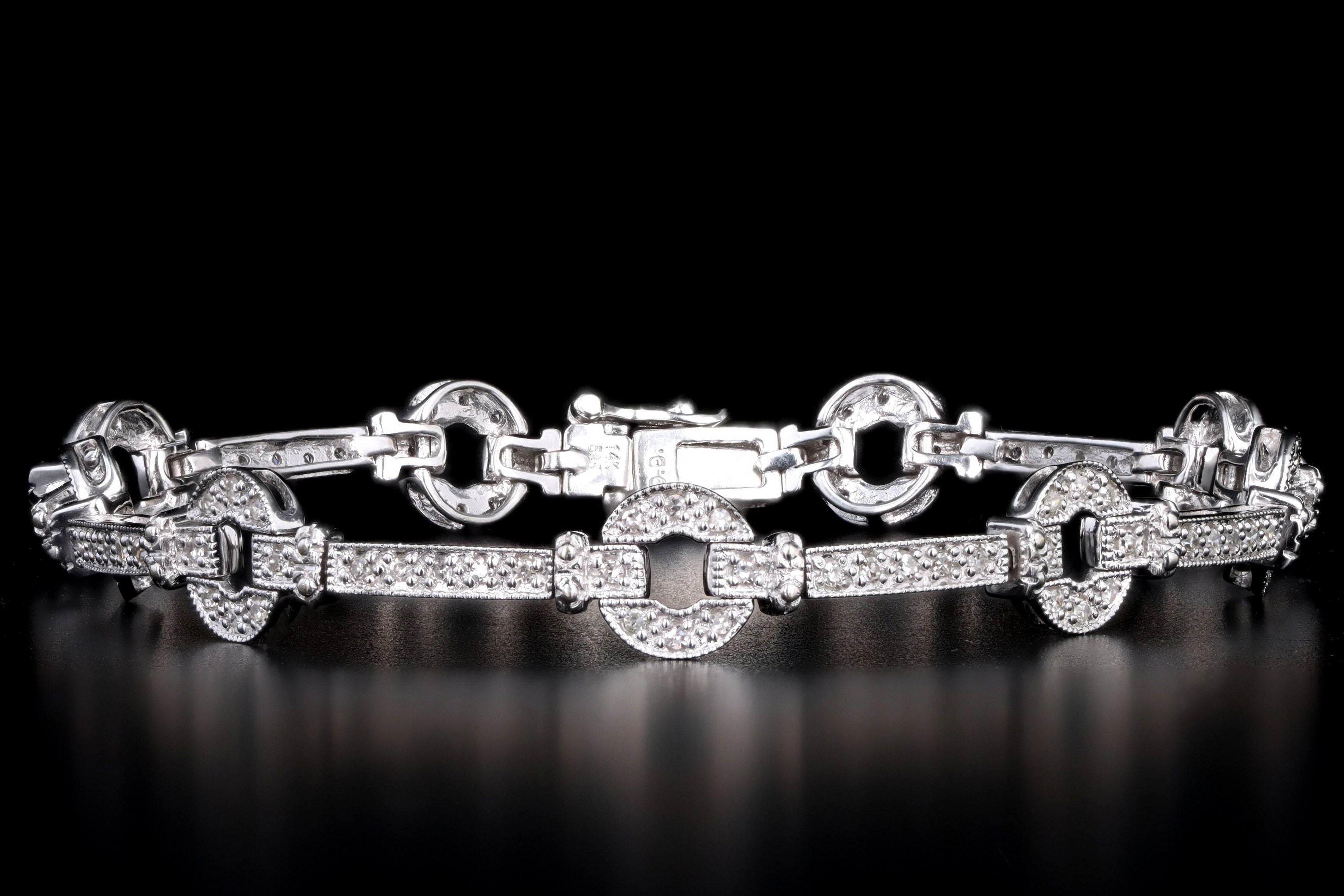 Modern 14K White Gold .75 Carat Total Weight Diamond Bracelet - Queen May