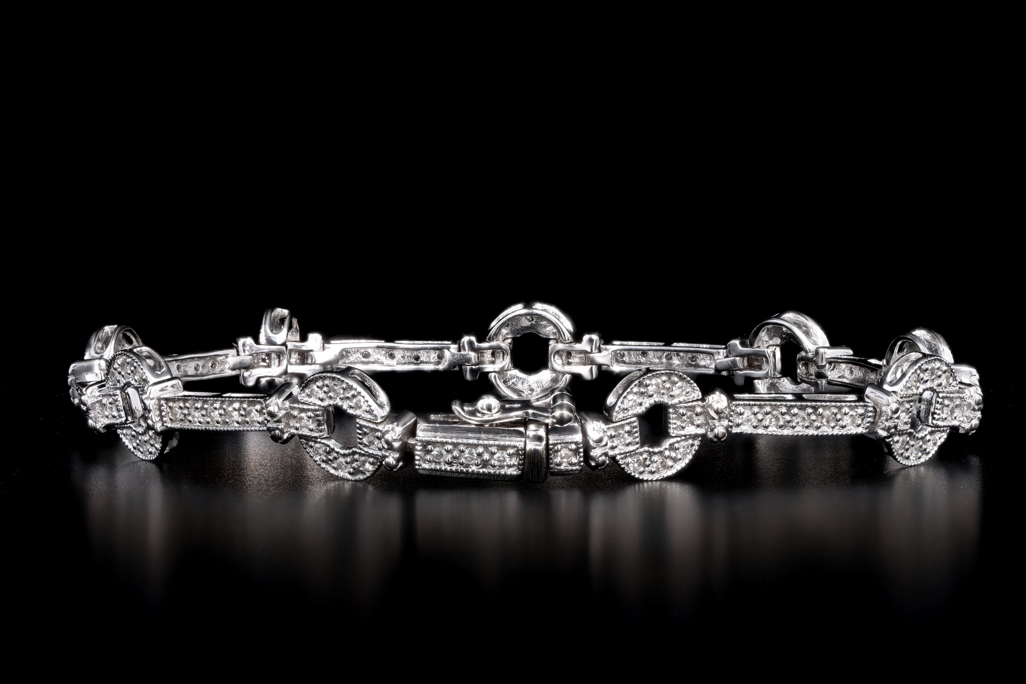 Modern 14K White Gold .75 Carat Total Weight Diamond Bracelet - Queen May