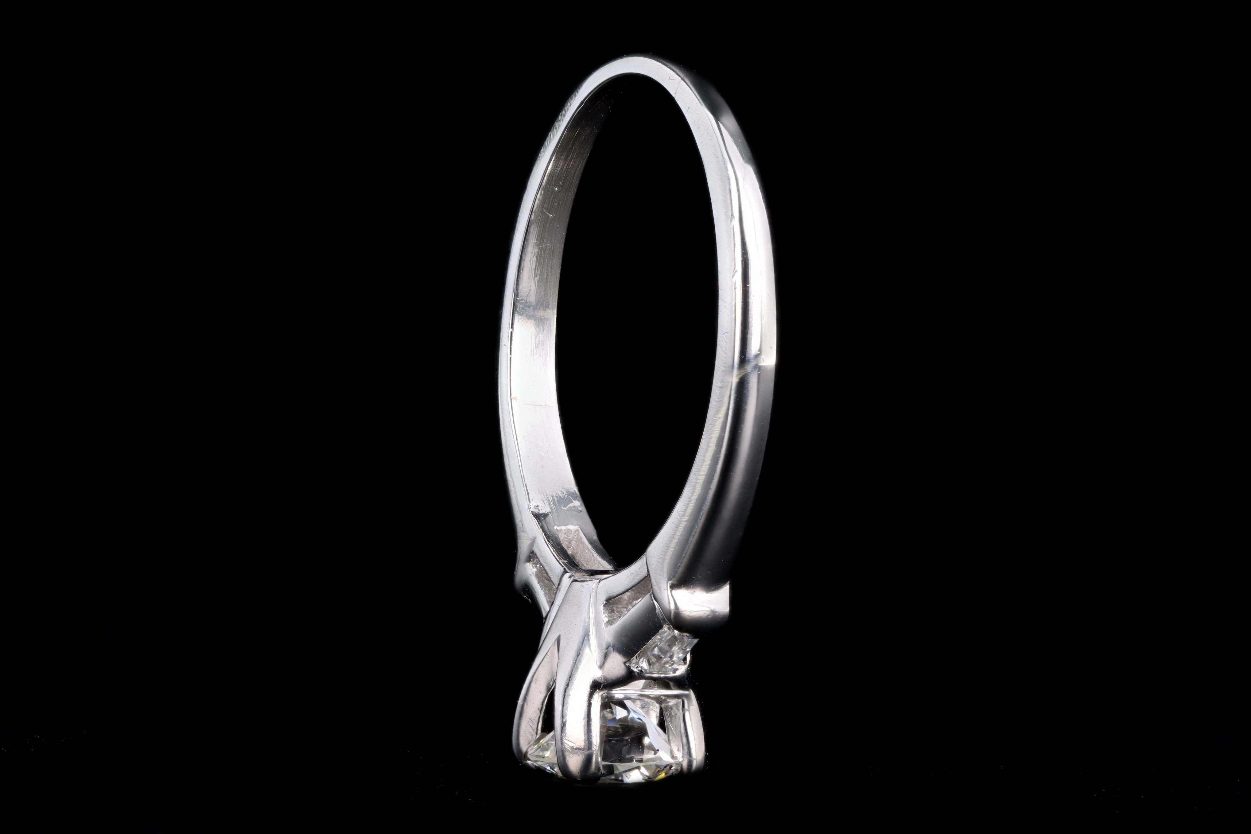 Modern Platinum .63 Carat Round Brilliant Diamond Engagement Ring - Queen May