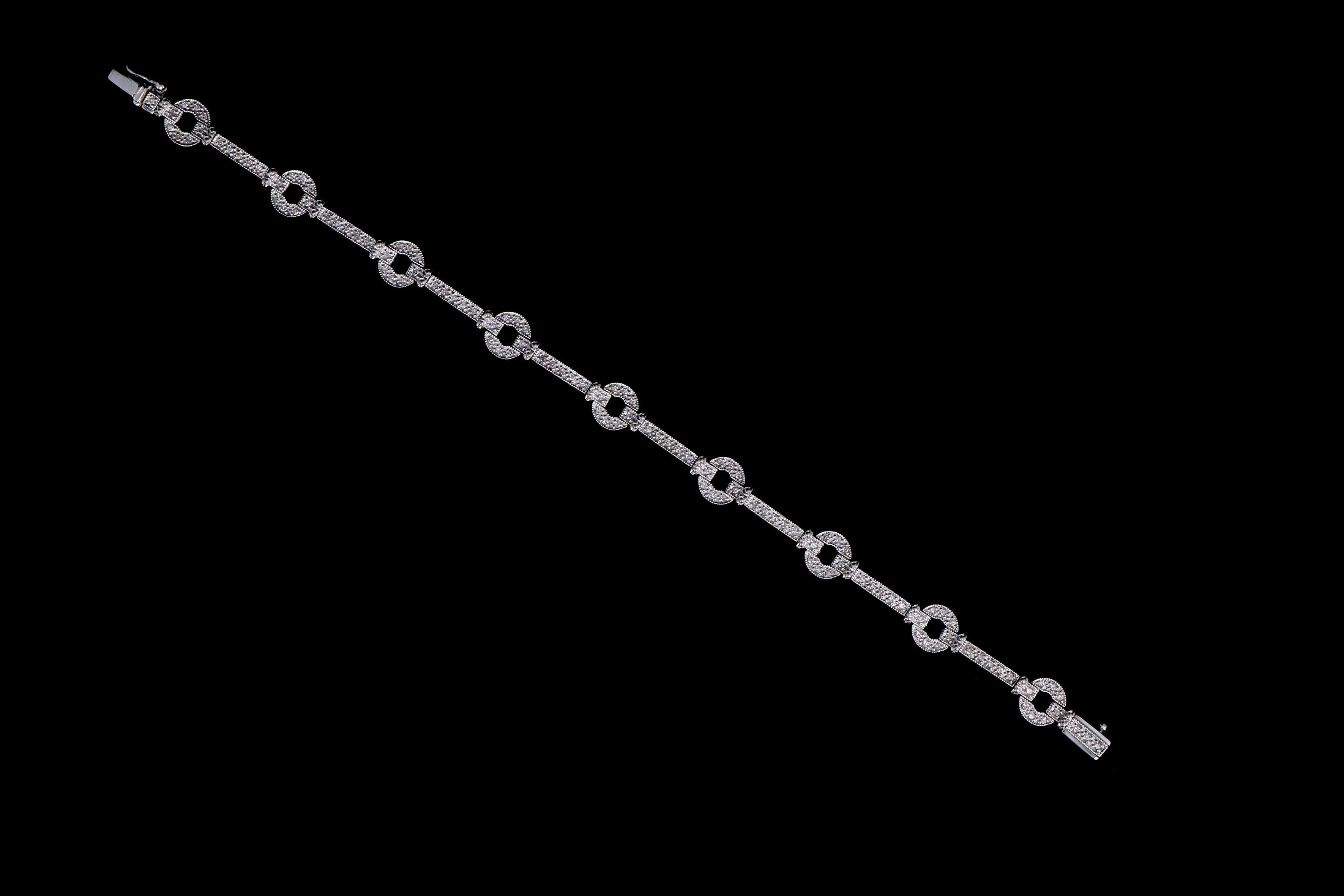 Modern 14K White Gold .75 Carat Total Weight Diamond Bracelet - Queen May