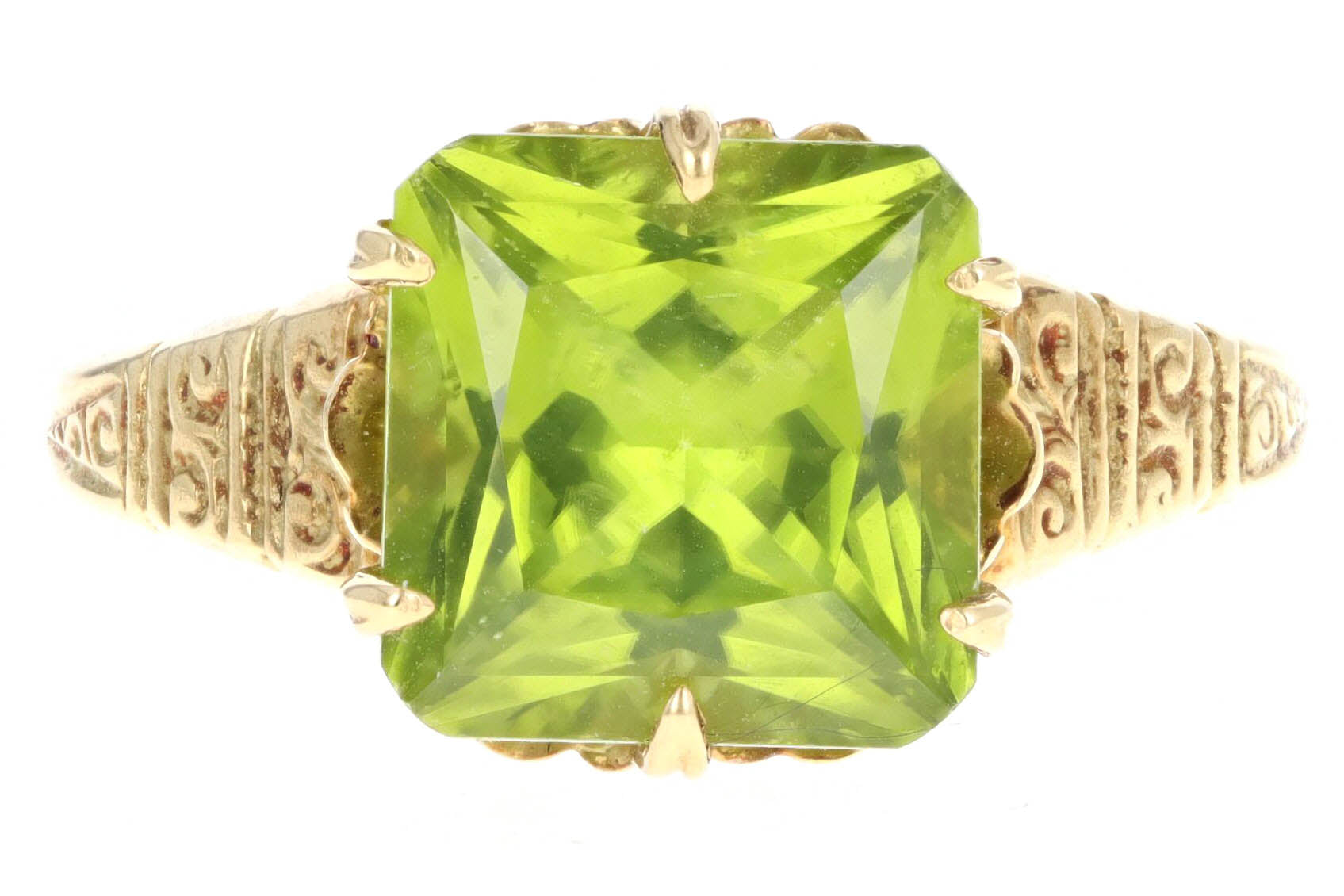 Victorian 18K Yellow Gold 2.75 Carat Peridot Ring - Queen May