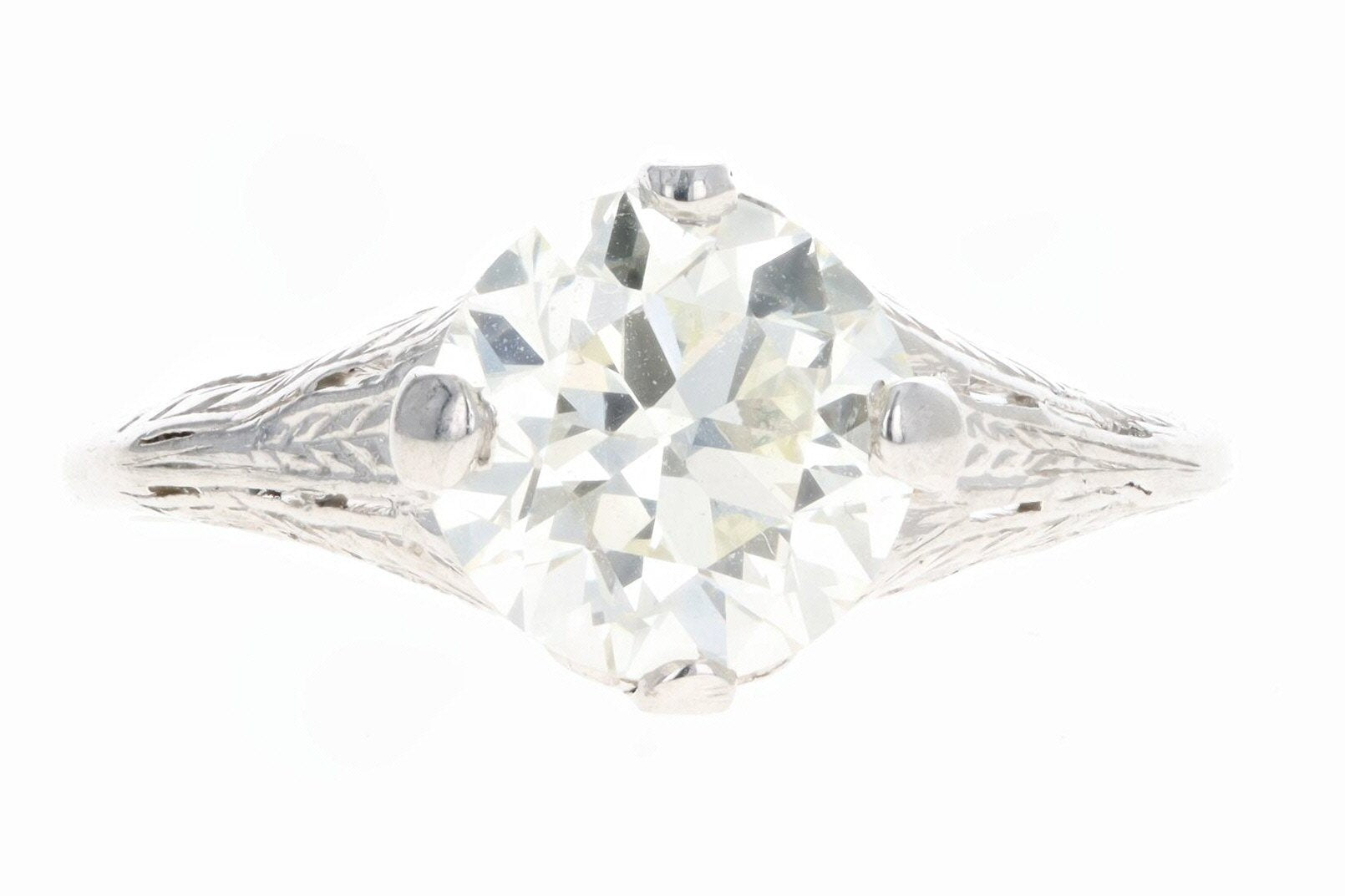 Art Deco Platinum 1.43 Carat Old European Cut Diamond Engagement Ring - Queen May