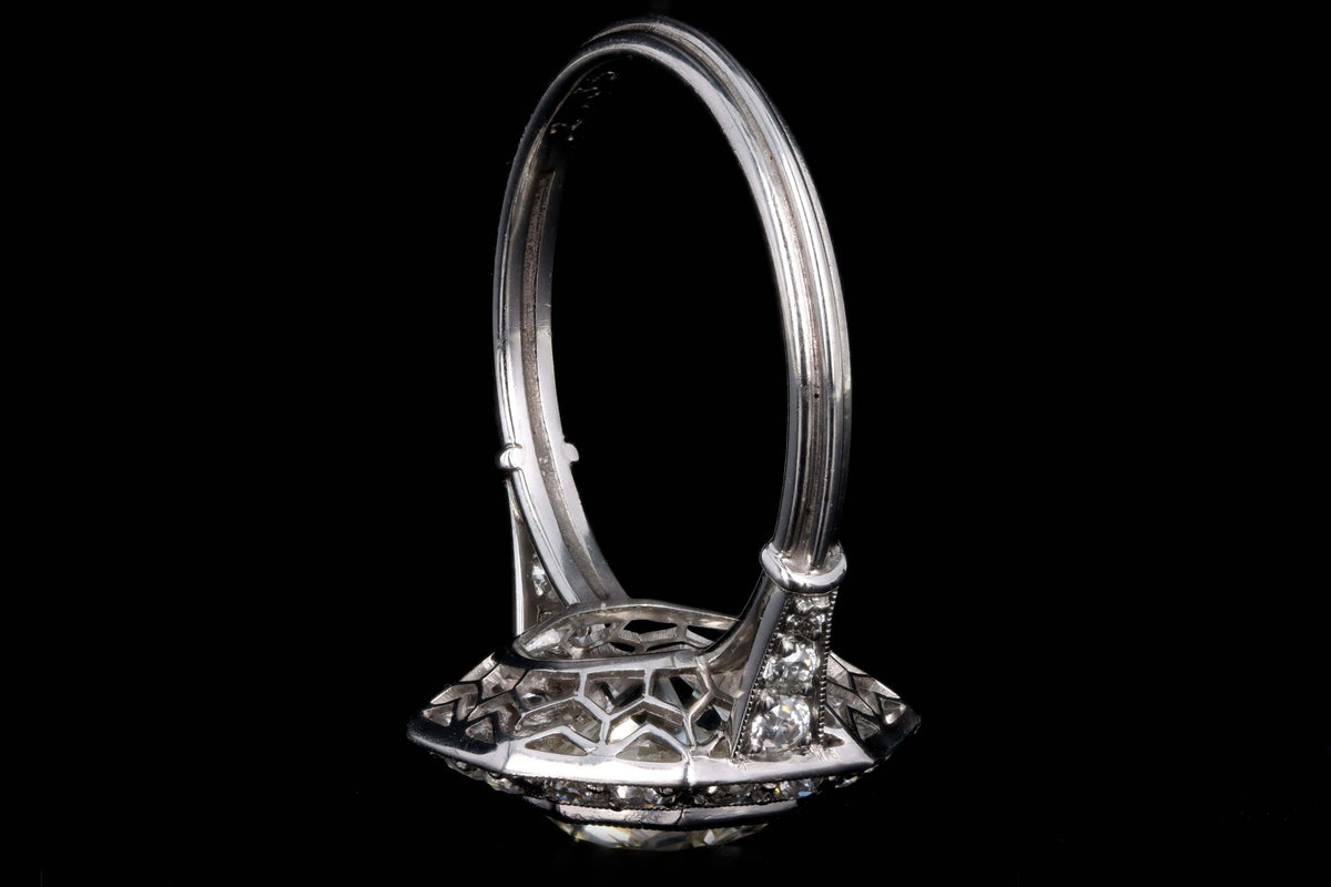 Art Deco Inspired Platinum 2.35 Carat Old European Cut Diamond Engagement Ring - Queen May