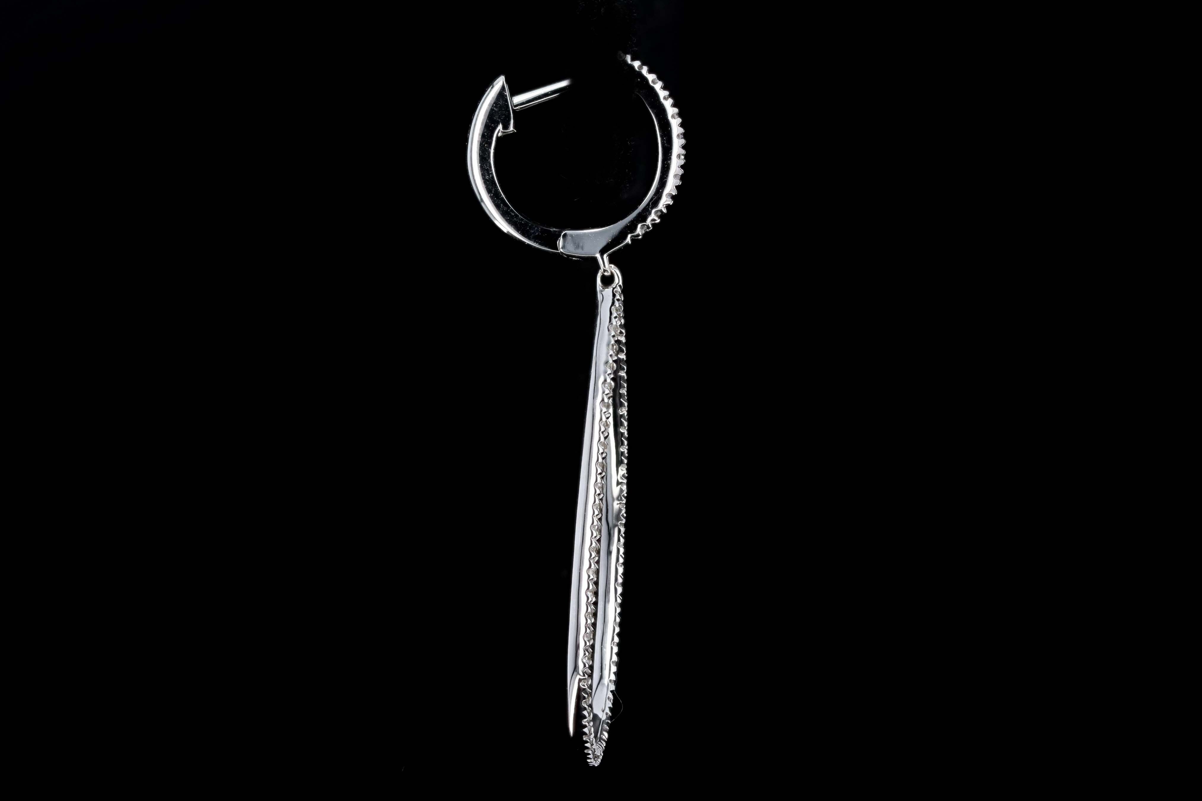 14K White Gold .40 Carat Total Weight Diamond Drop Earrings - Queen May