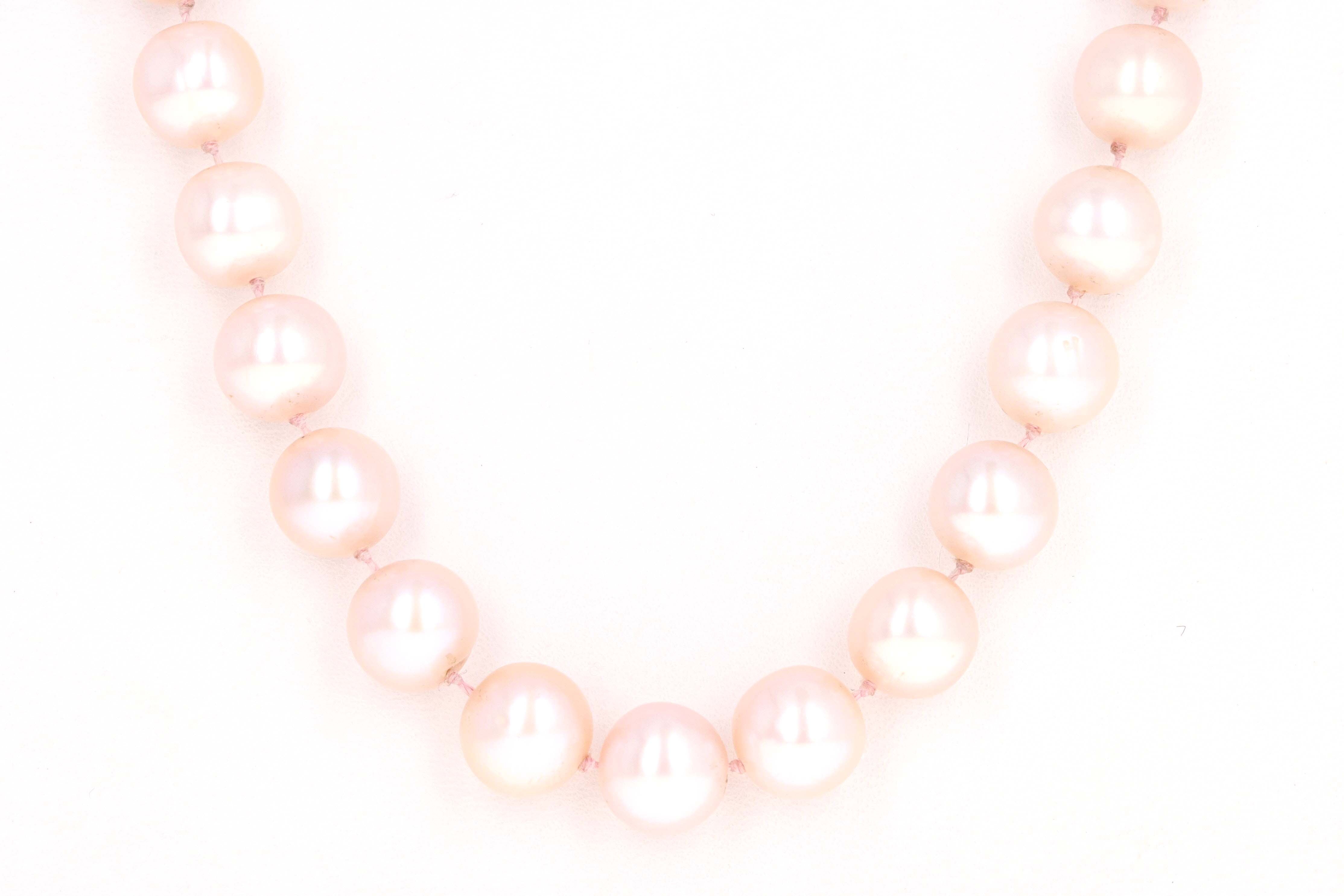 Miadora 7mm Pink Freshwater Pearl Strand Neckalce 14K White Gold Diamond Clasp - Queen May