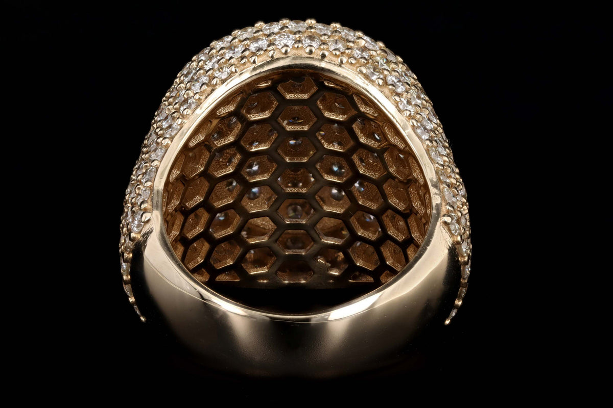 14K Yellow Gold 3.0 Carat Total Weight Round Brilliant Cut Diamond Pave Dome Ring - Queen May