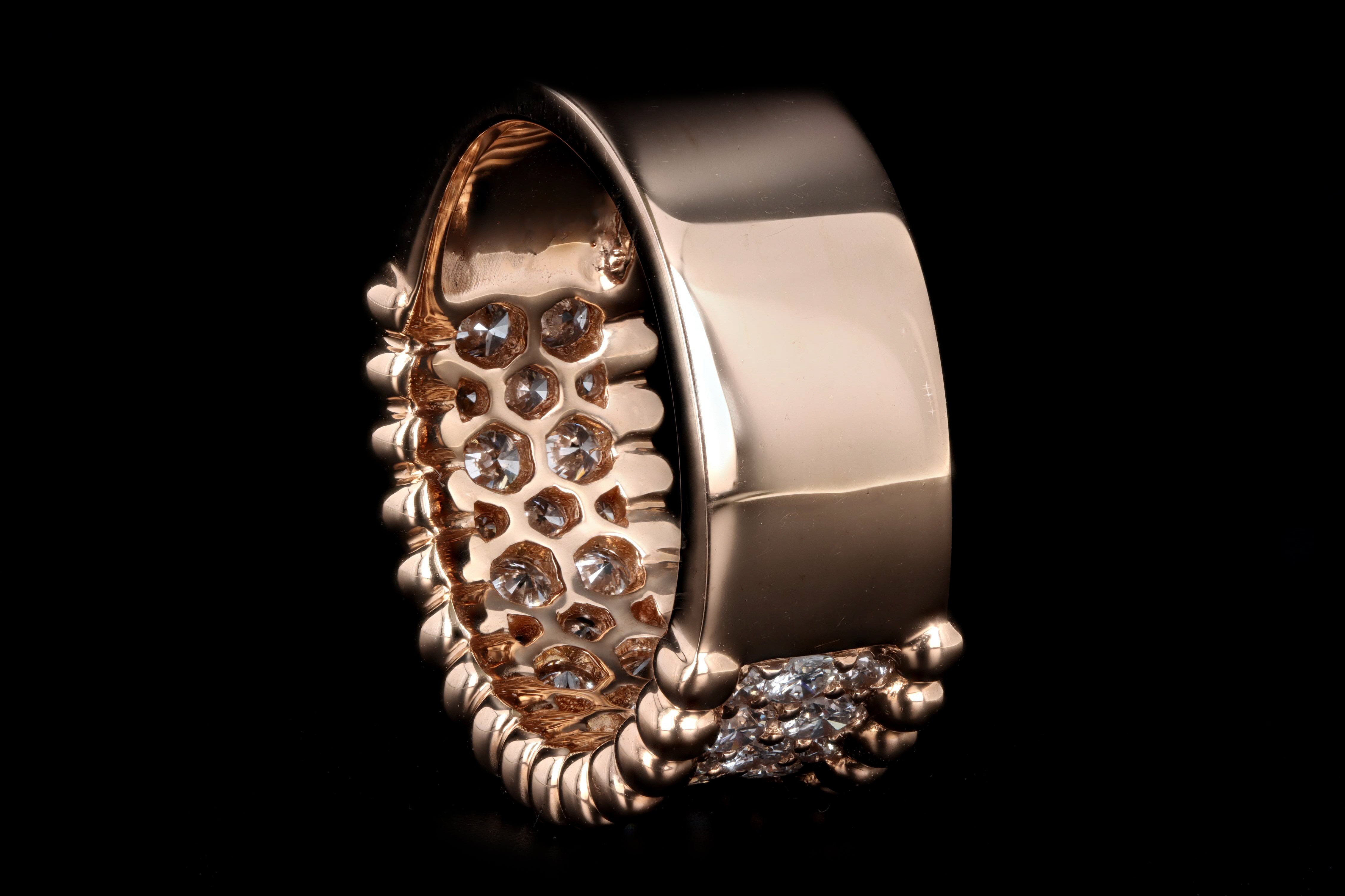 18K Yellow or Rose Gold 1.02 Carat Total Weight Diamond Bead Edge Wide Band - Queen May