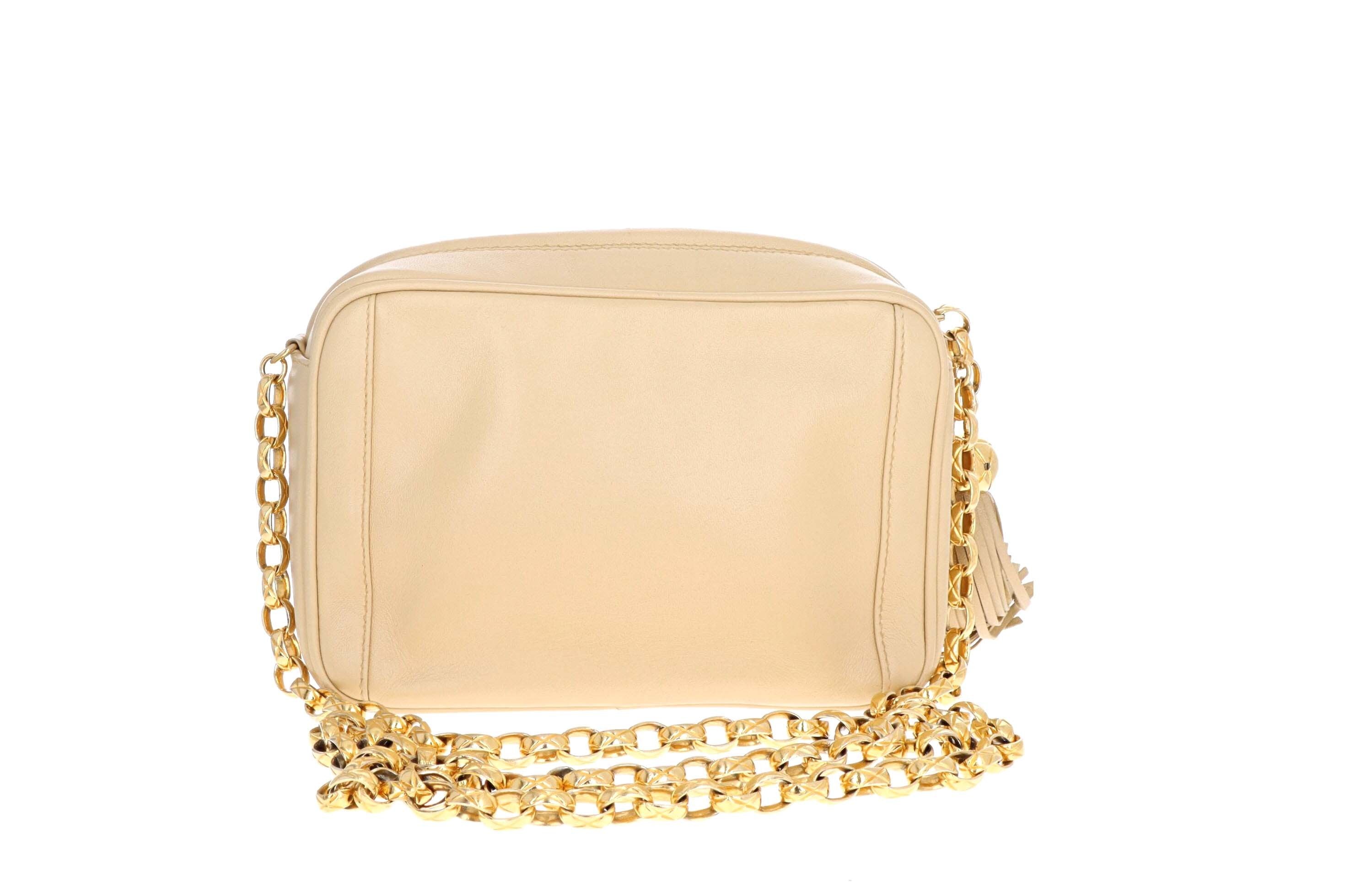 Vintage Chanel Beige Lambskin Small Camera Bag - Queen May