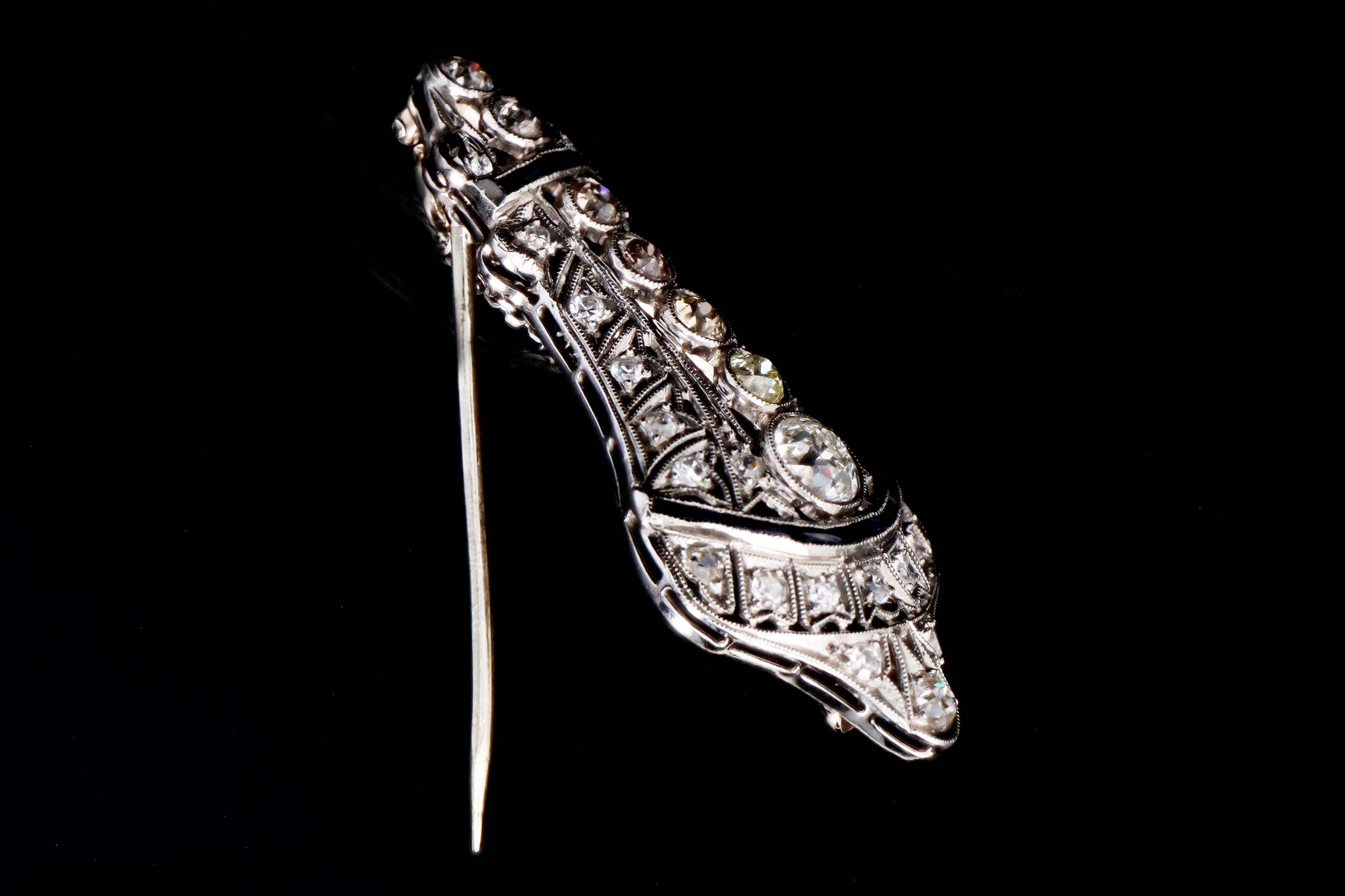 Art Deco Platinum Diamond and Sapphire Brooch and Pendant - Queen May