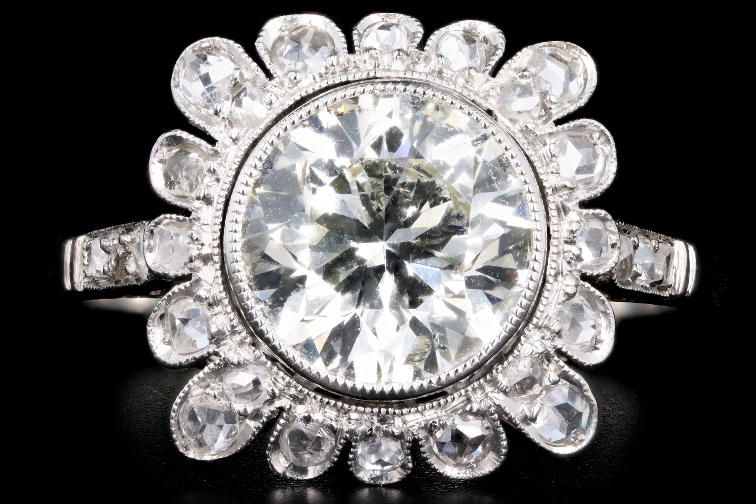 Art Deco Inspired Platinum 1.93 Carat Old European Cut Diamond Engagement Ring - Queen May