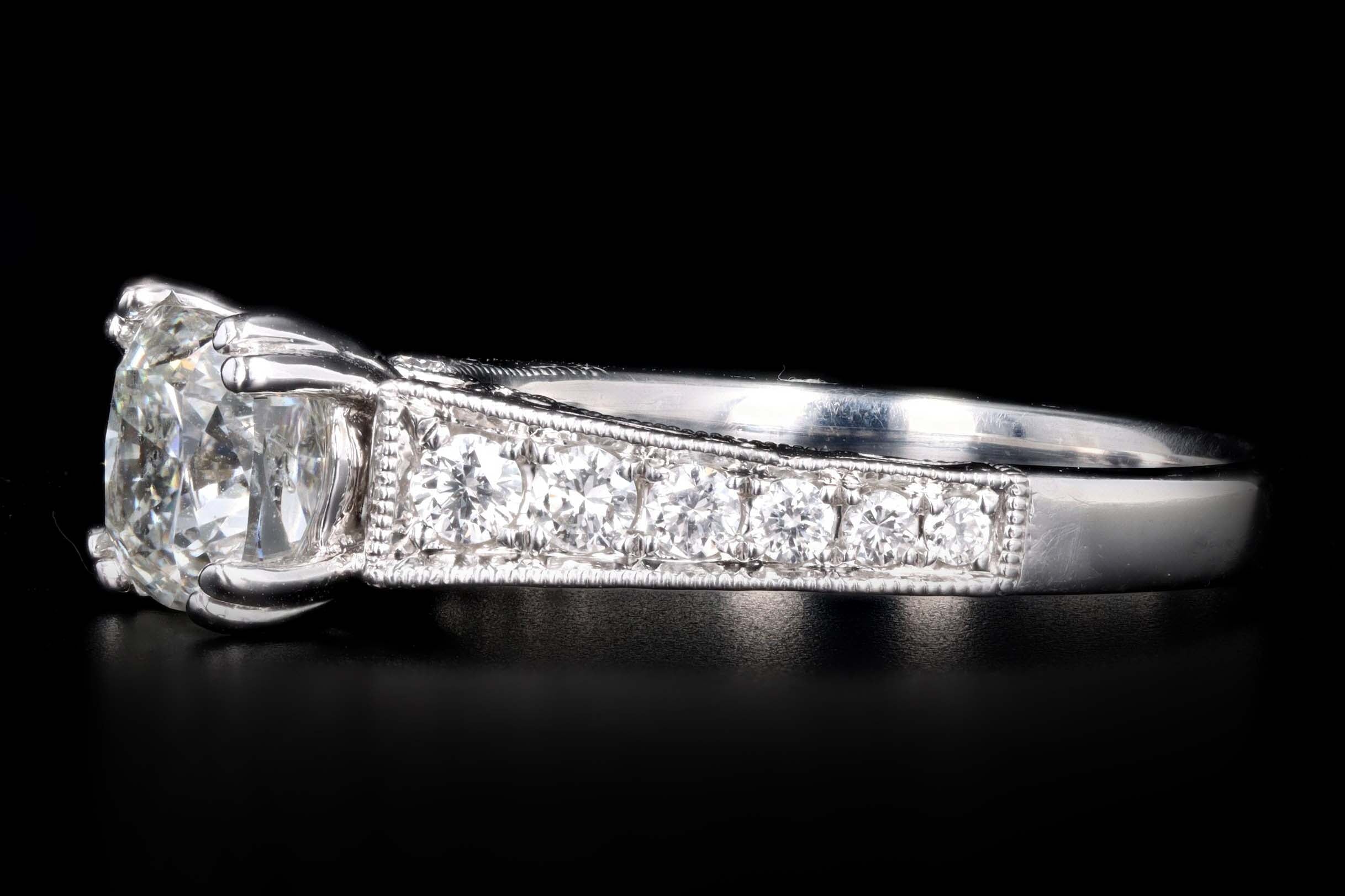 14K White Gold 1.66 Carat Cushion Cut Diamond Engagement Ring GIA Certified - Queen May