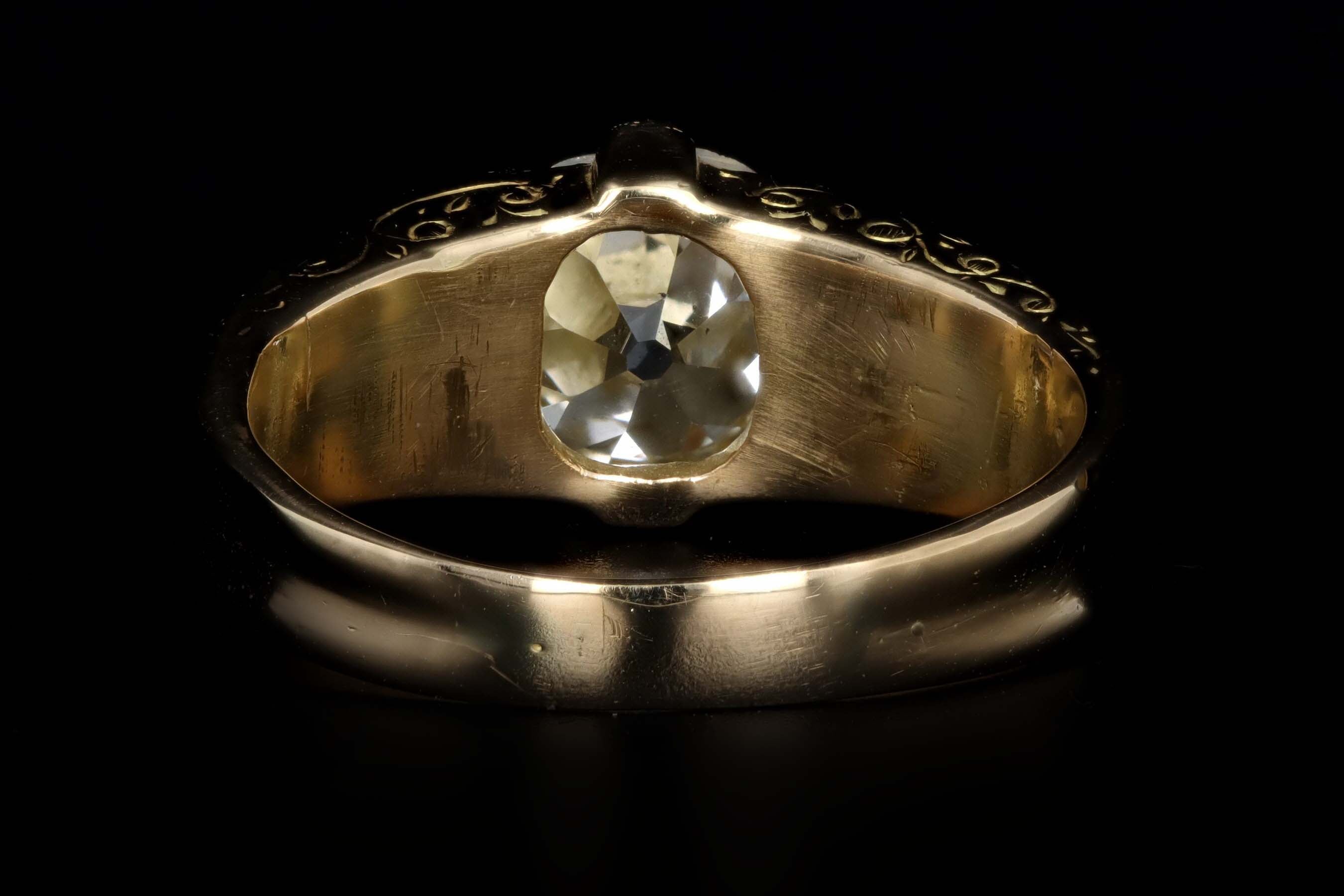 Victorian 18K Yellow Gold 1.60 Carat Old Mine Cut Diamond Gypsy Engagement Ring - Queen May