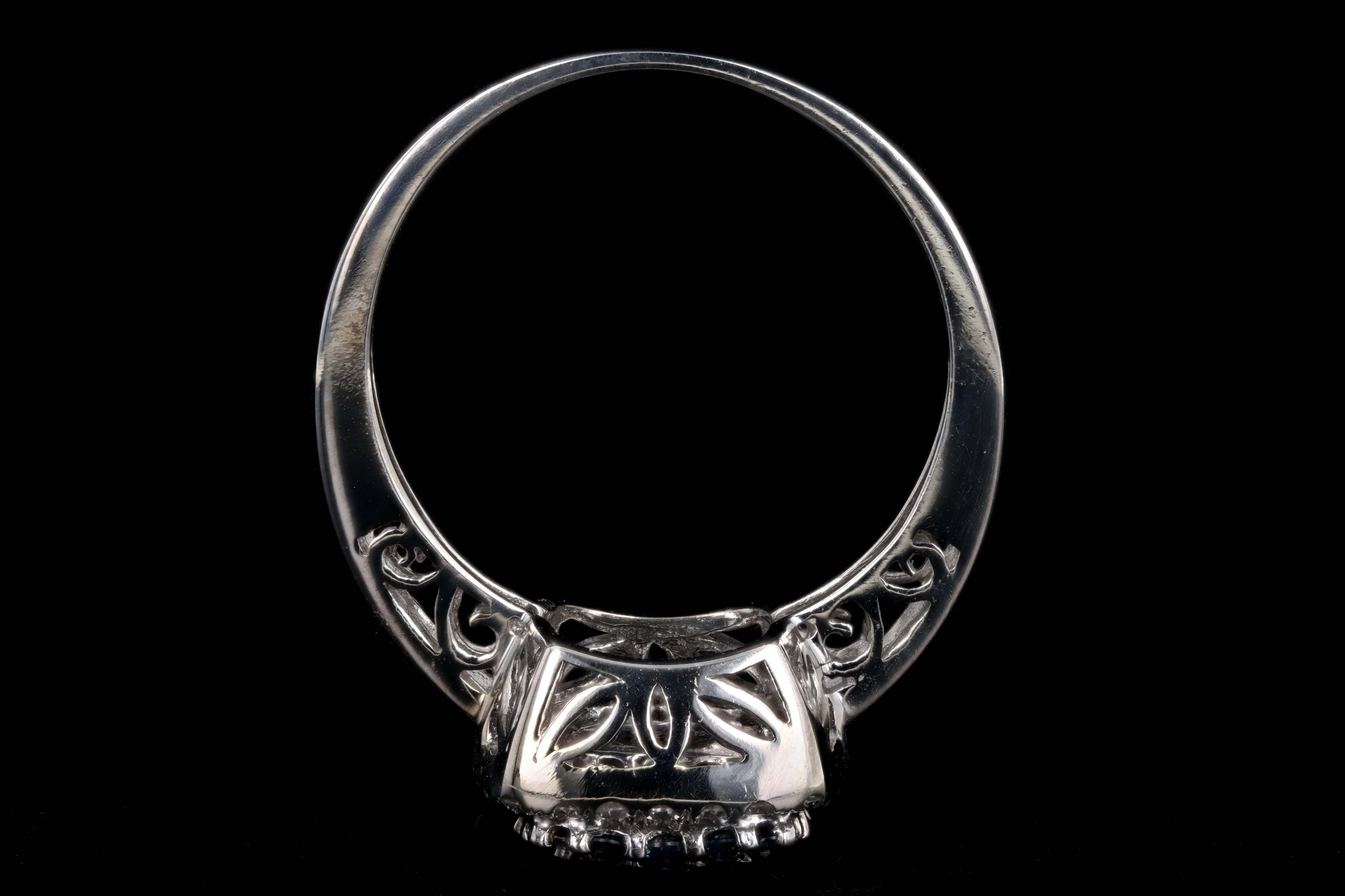 14K White Gold .50 Carat Total Weight Irradiated Blue Round Diamond Cluster Ring - Queen May