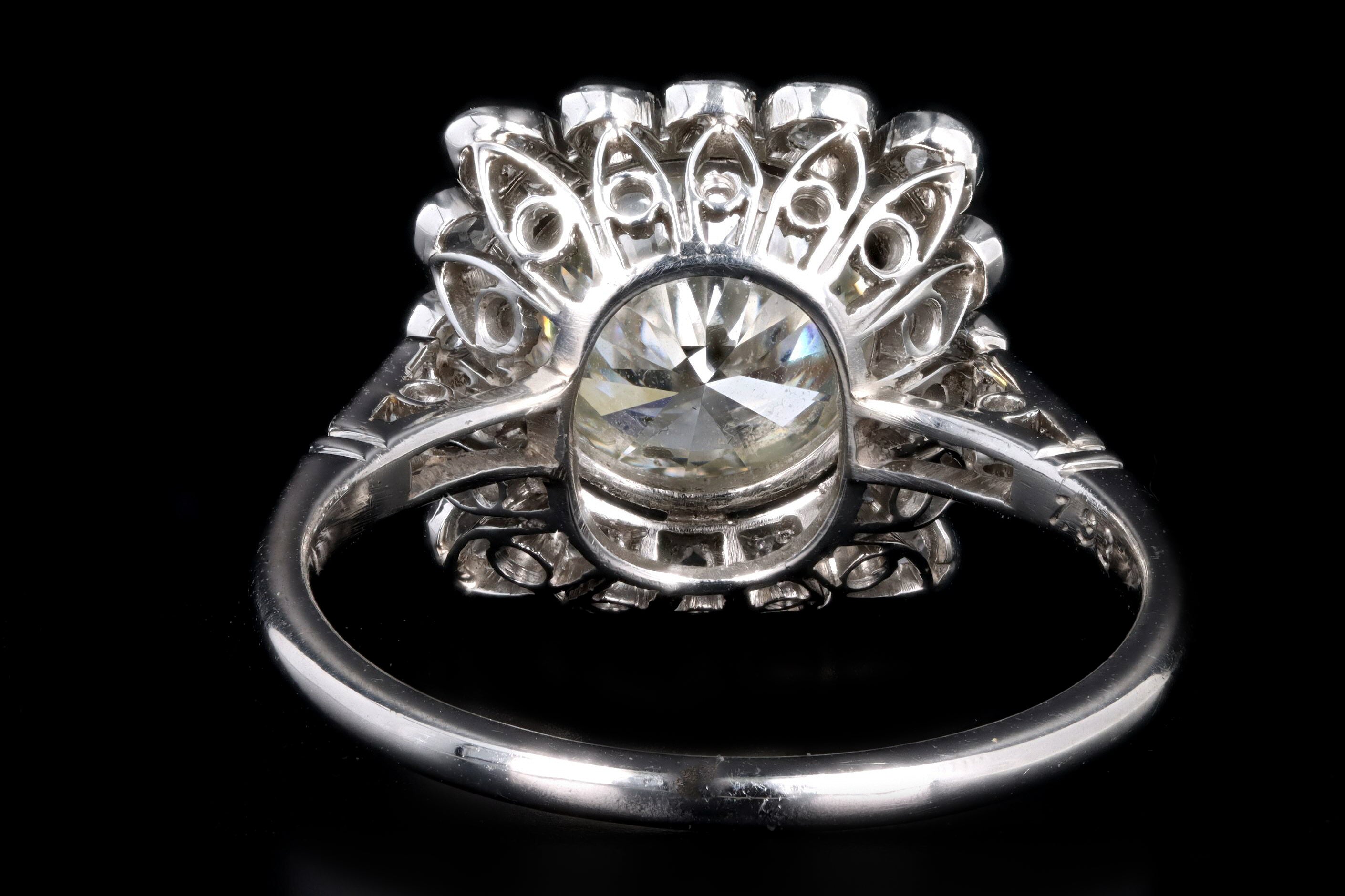 Art Deco Inspired Platinum 1.93 Carat Old European Cut Diamond Engagement Ring - Queen May