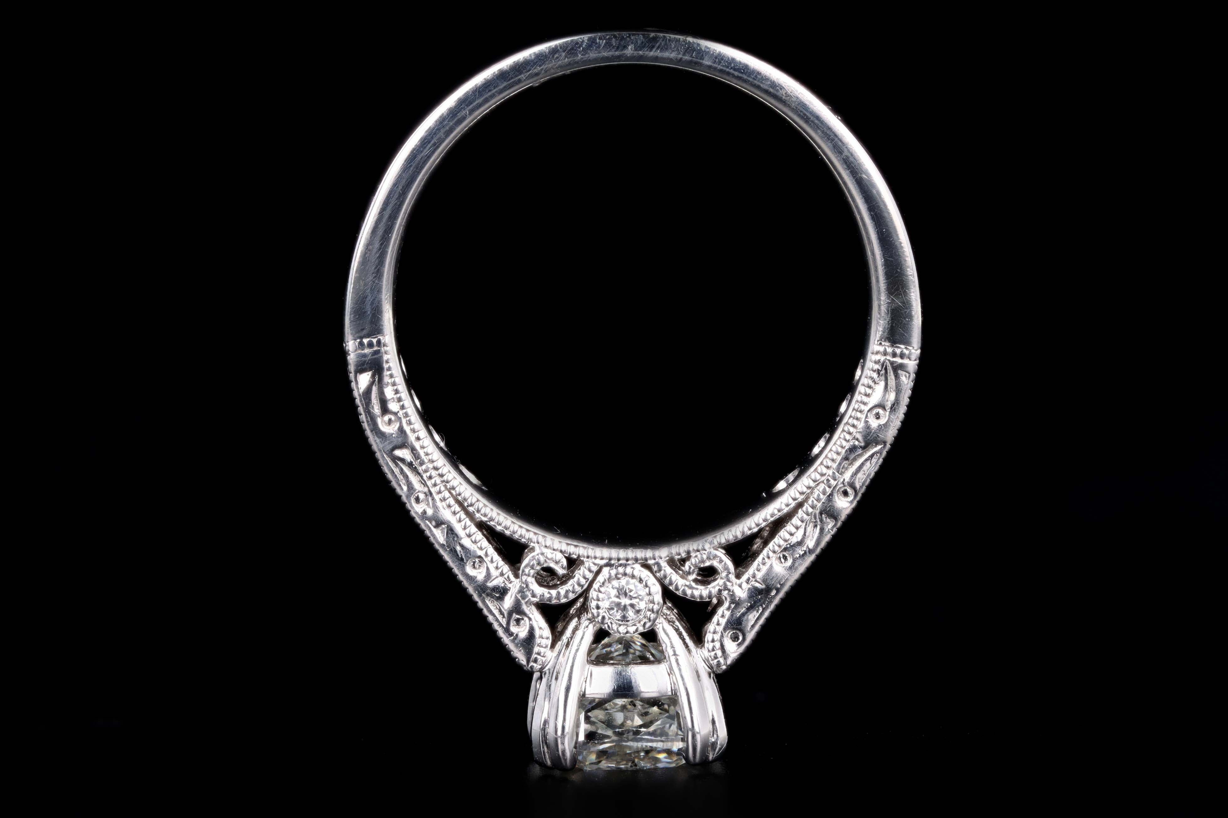 14K White Gold 1.66 Carat Cushion Cut Diamond Engagement Ring GIA Certified - Queen May