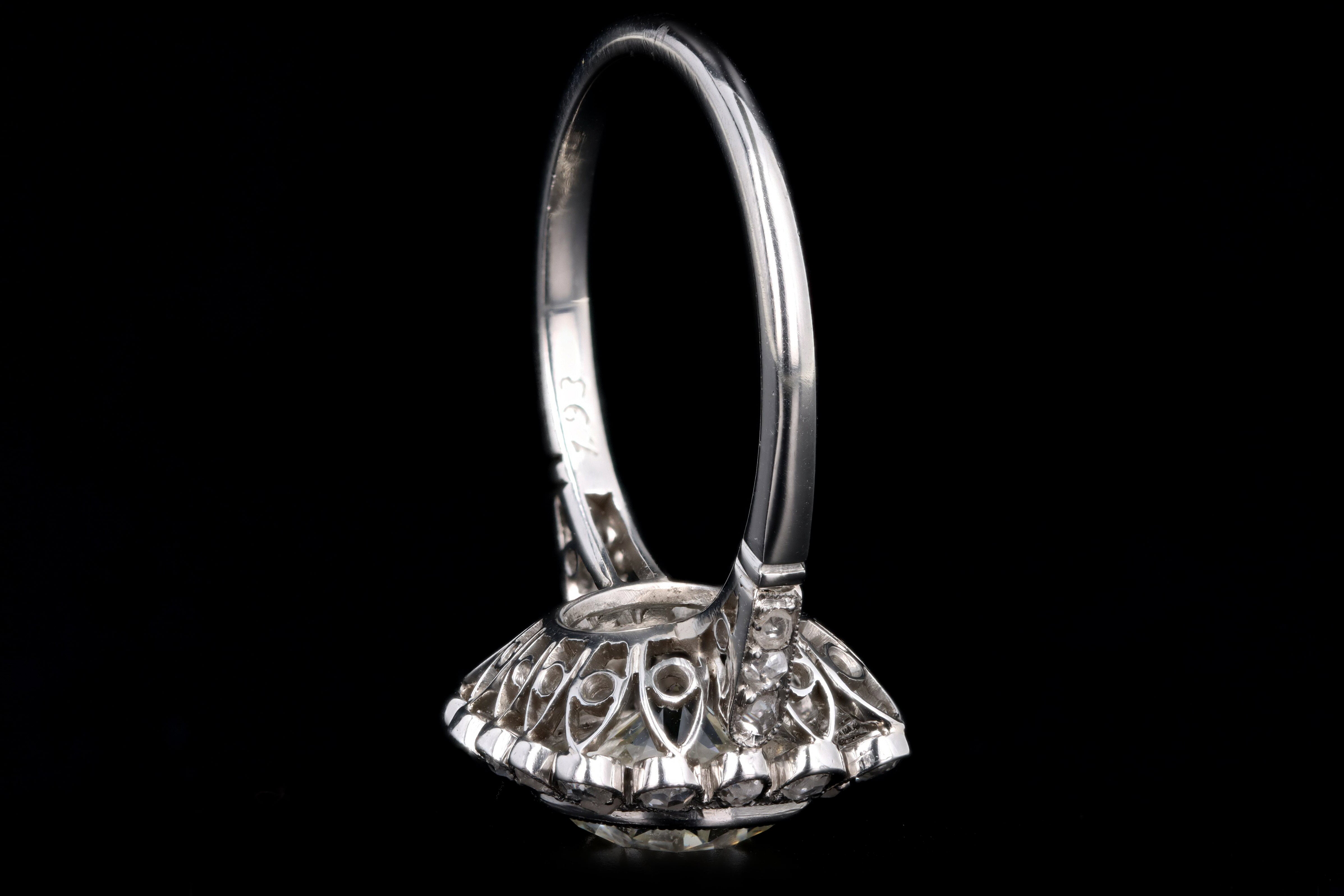 Art Deco Inspired Platinum 1.93 Carat Old European Cut Diamond Engagement Ring - Queen May