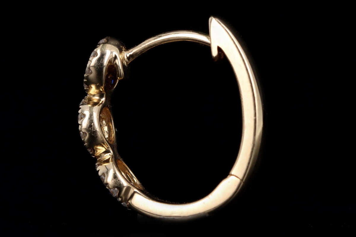 14K Yellow Gold Sapphire & Diamond Halo Huggie Earrings - Queen May