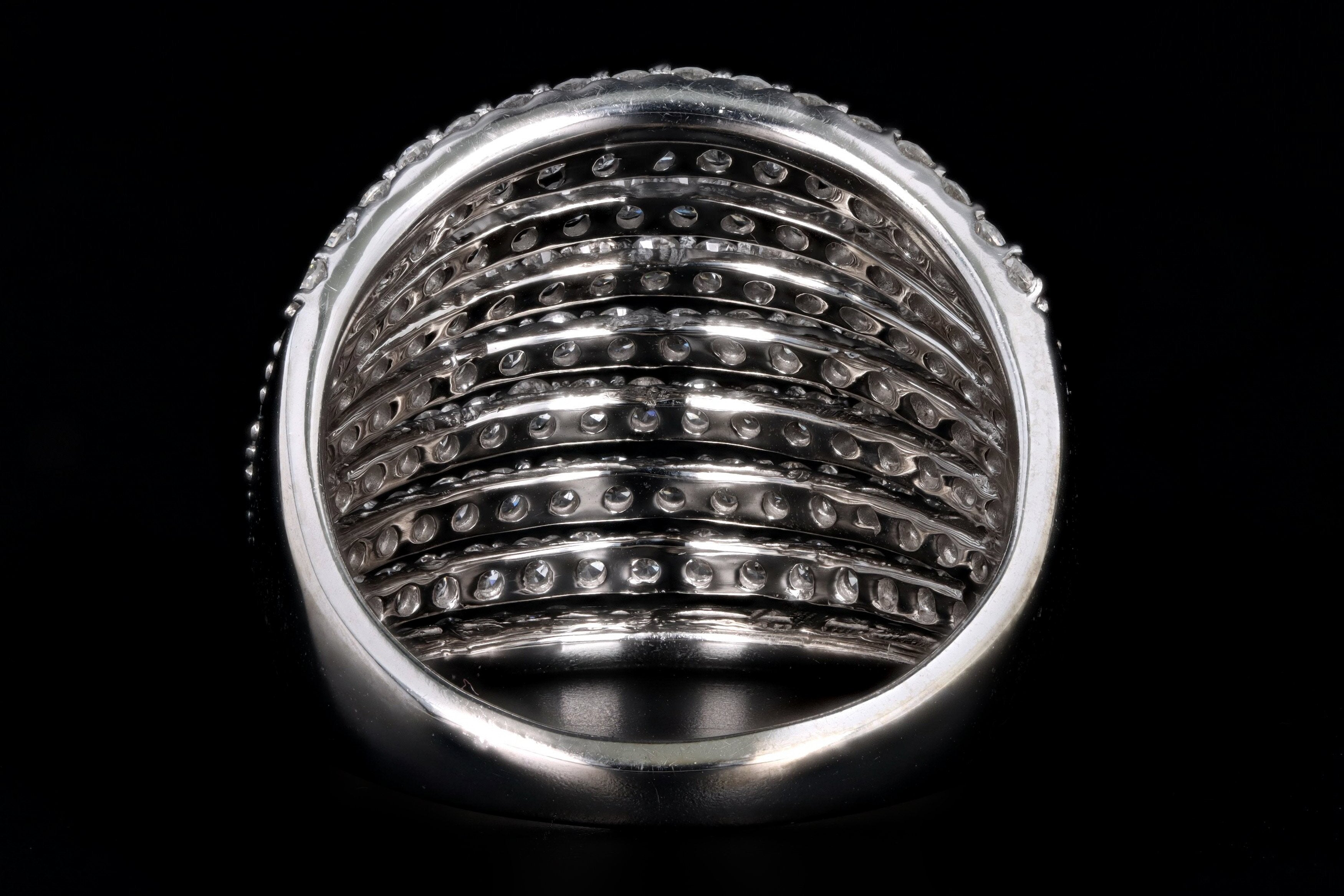 14K White Gold 2.0 Carat Total Weight Round Diamond Multi-Row Ring - Queen May