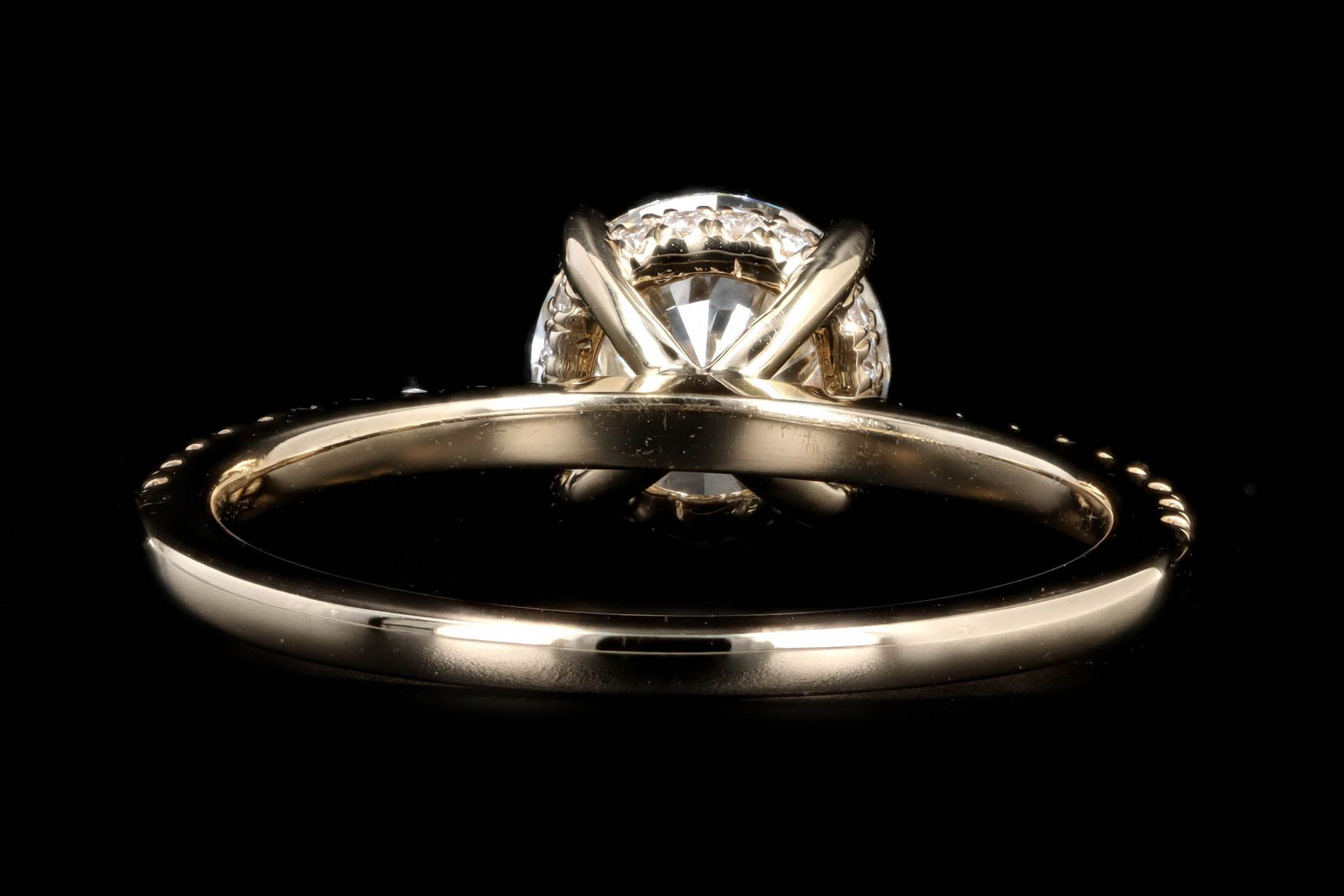 14K Yellow Gold 1.28 Carat Round Brilliant Cut Diamond Hidden Halo Engagement Ring GIA Certified - Queen May