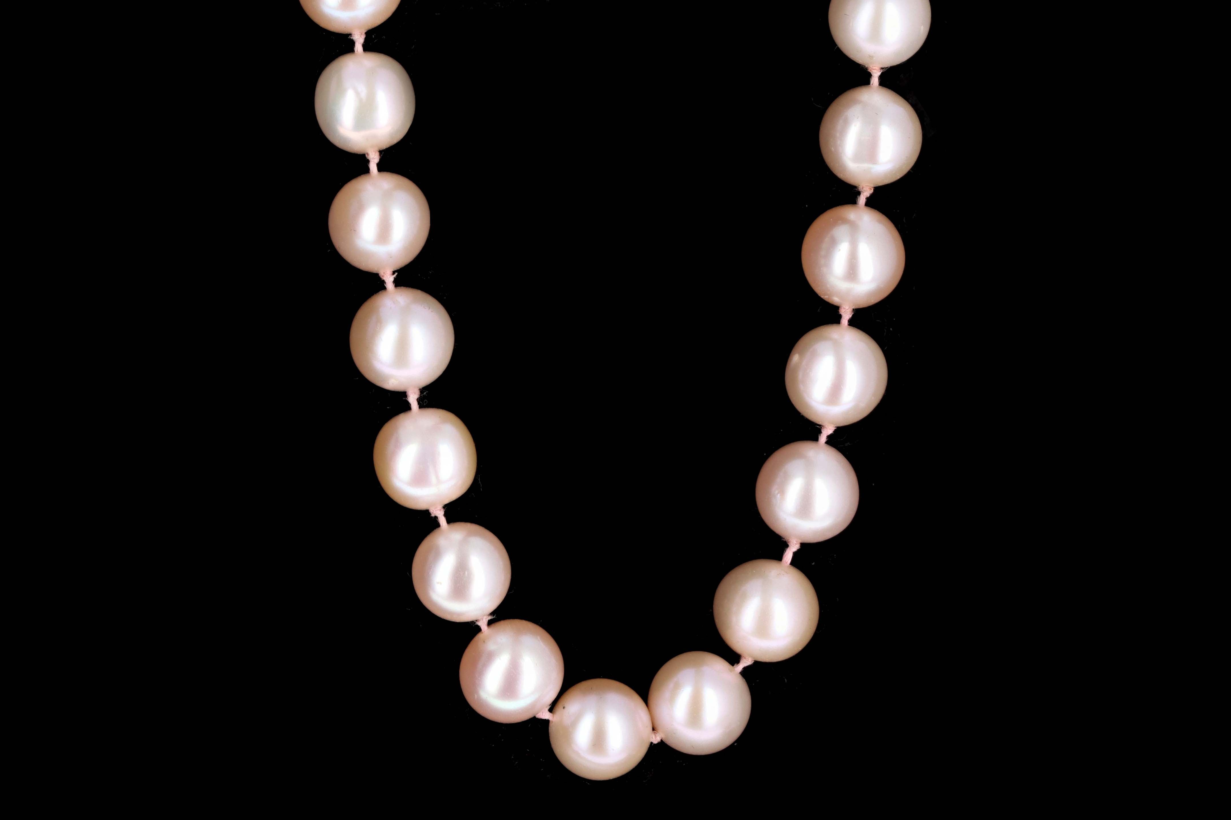 Miadora 7mm Pink Freshwater Pearl Strand Neckalce 14K White Gold Diamond Clasp - Queen May