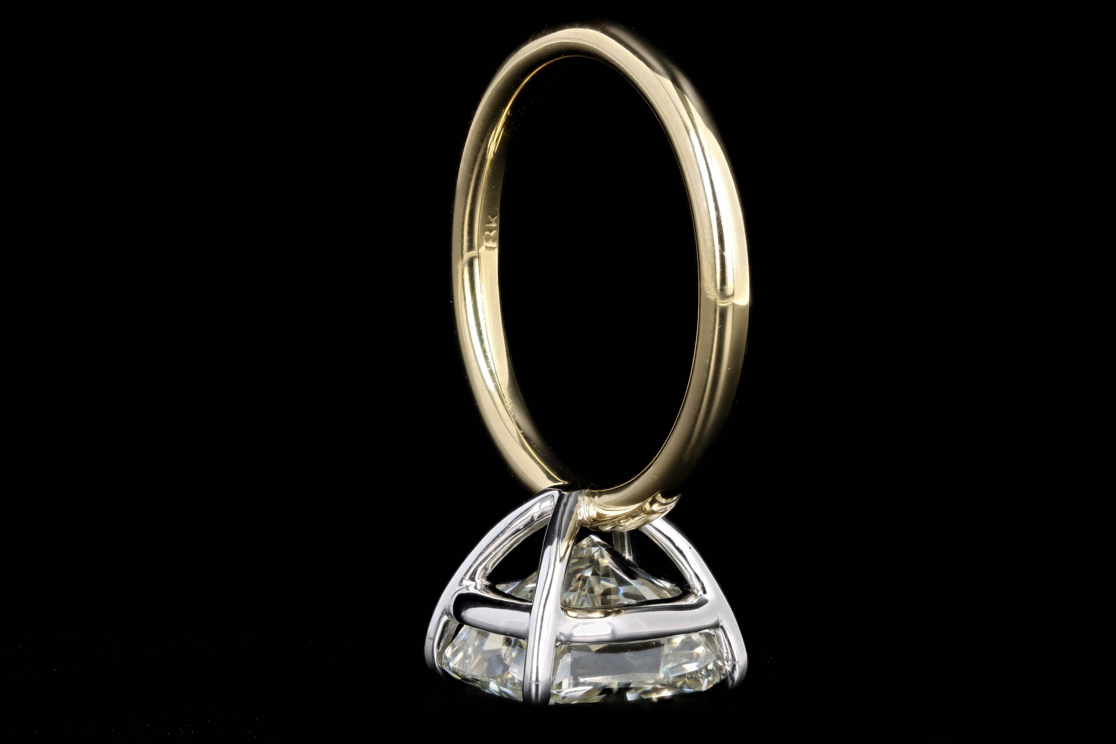 18K Yellow Gold & Platinum 5.26 Carat Cushion Cut Diamond Solitaire Engagement Ring GIA Certified - Queen May
