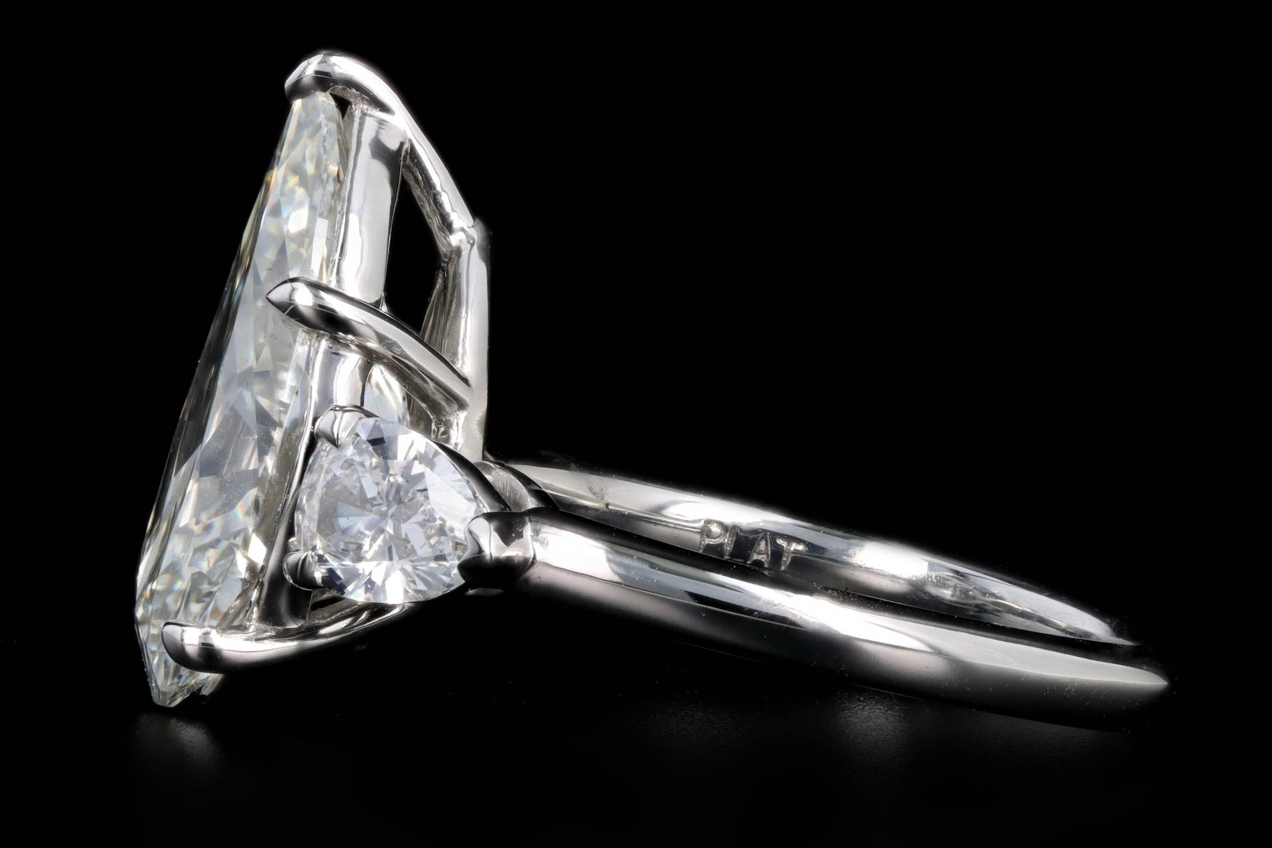 Platinum 5.01 Carat Pear Cut Diamond Three Stone Engagement Ring GIA Certified - Queen May