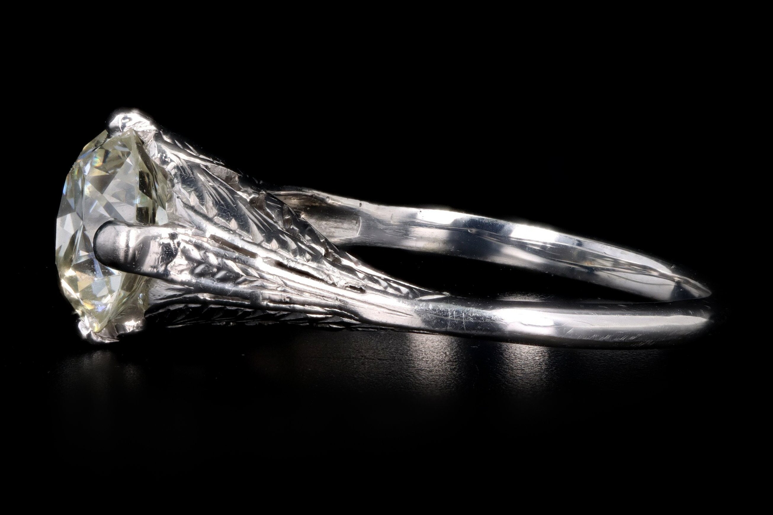 Art Deco Platinum 1.43 Carat Old European Cut Diamond Engagement Ring - Queen May