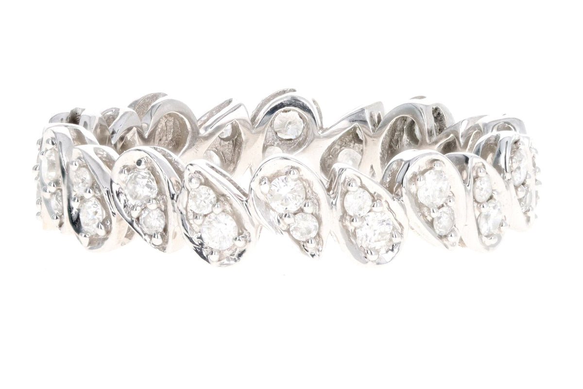 Modern 14K White .50 Carat Total Weight Diamond Pear Shaped Band - Queen May