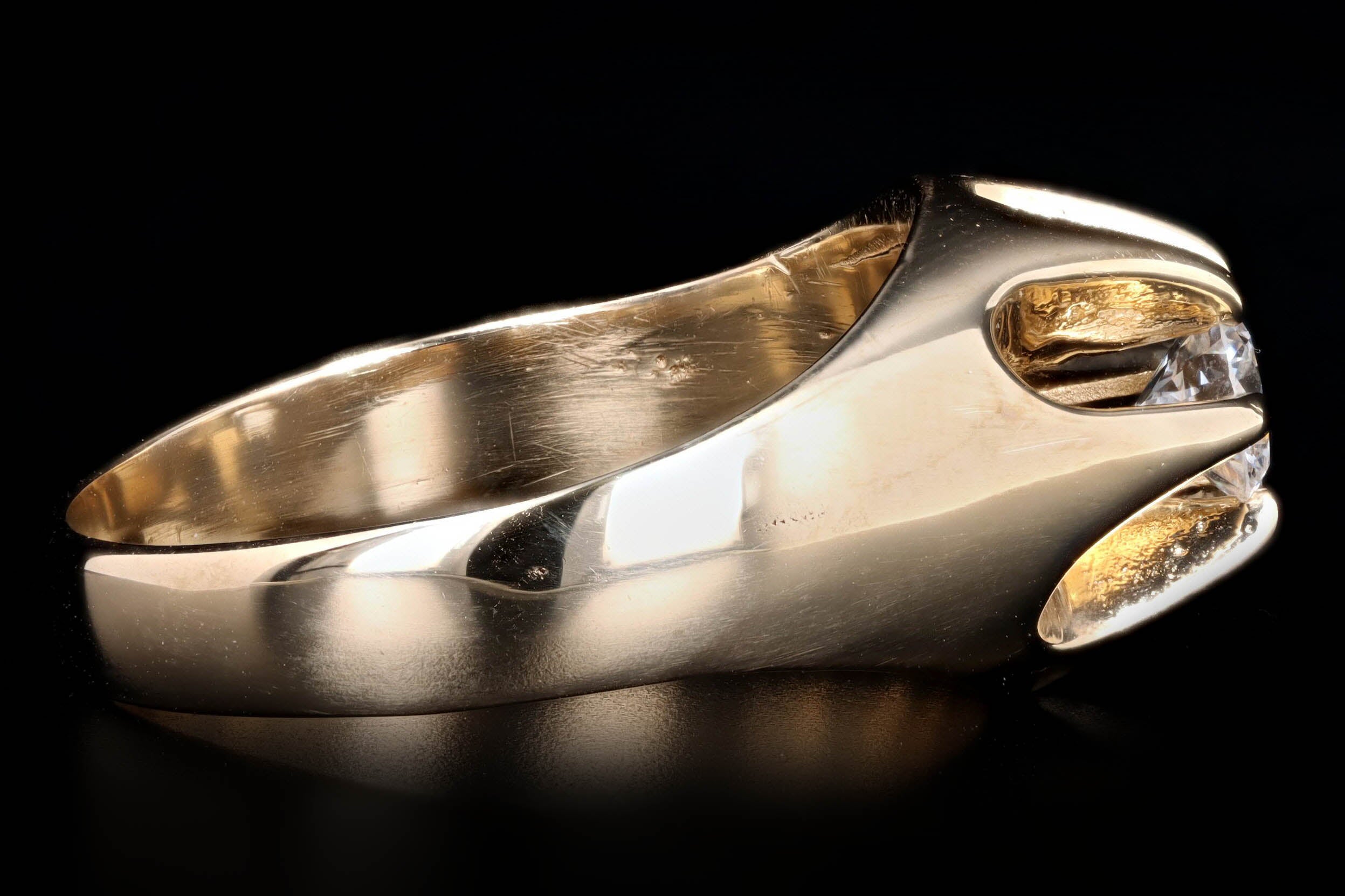 Vintage 14K Yellow Gold 0.50 Carat Round Brilliant Diamond Belcher Buttercup Setting Ring - Queen May