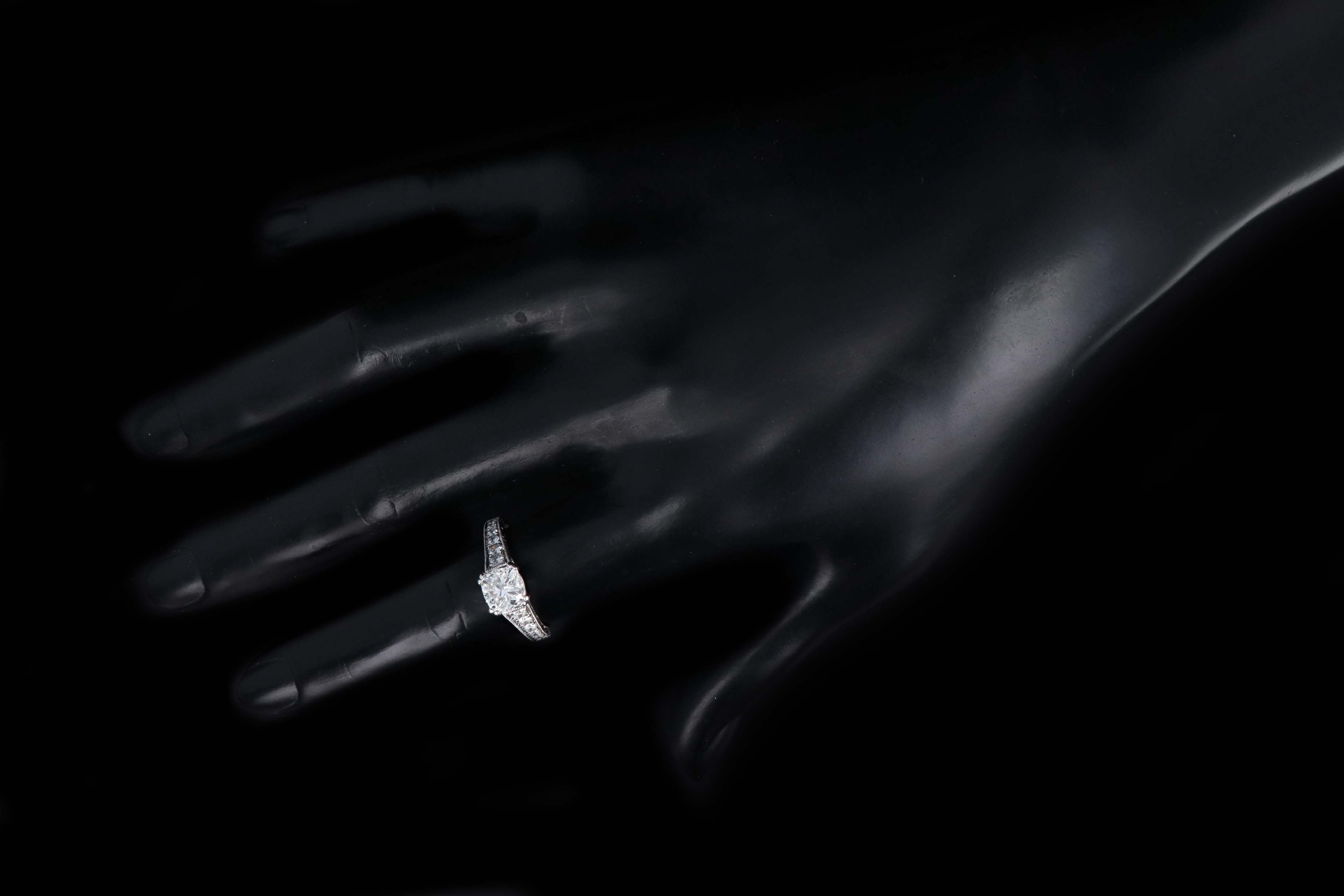 14K White Gold 1.66 Carat Cushion Cut Diamond Engagement Ring GIA Certified - Queen May